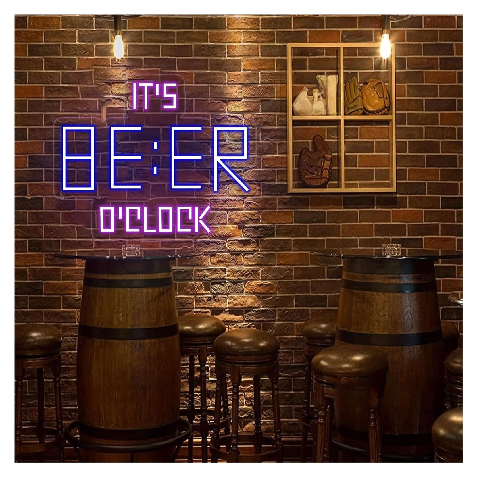 RONGCH Hanging Art Signs Beer O'Clock Neon Sign,Suitable for Milk Tea Shop Man Cave Decor with Dimmable 33cmx40cm(A)