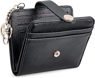 Slim Wallet for Women,RFID Blocking Bifold Credit Card Holder with Zipper Coin Pocket,ID Window,Keychain