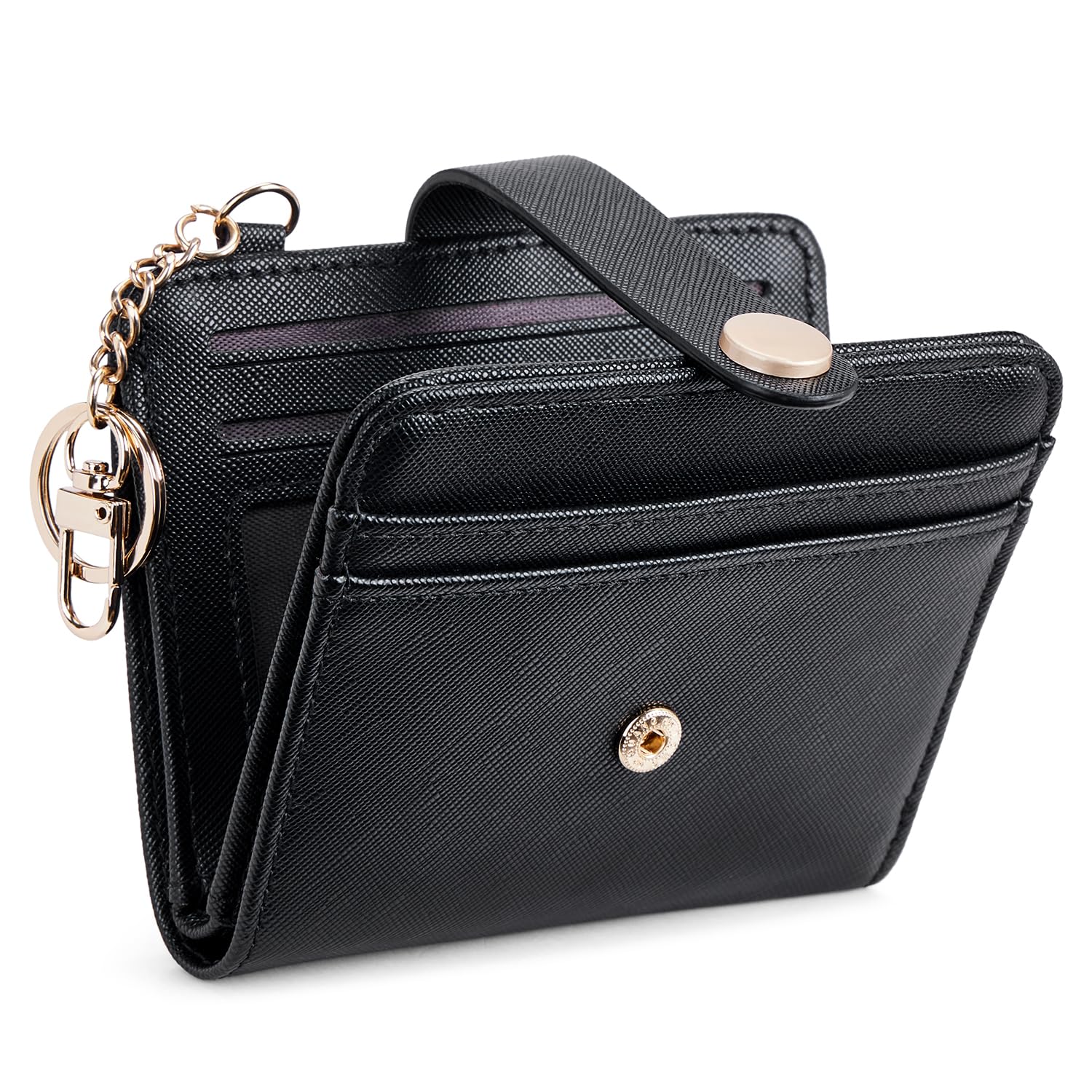 POIUGOYA Slim Wallet for Women,RFID Blocking Bifold Credit Card Holder with Zipper Coin Pocket,ID Window,Keychain