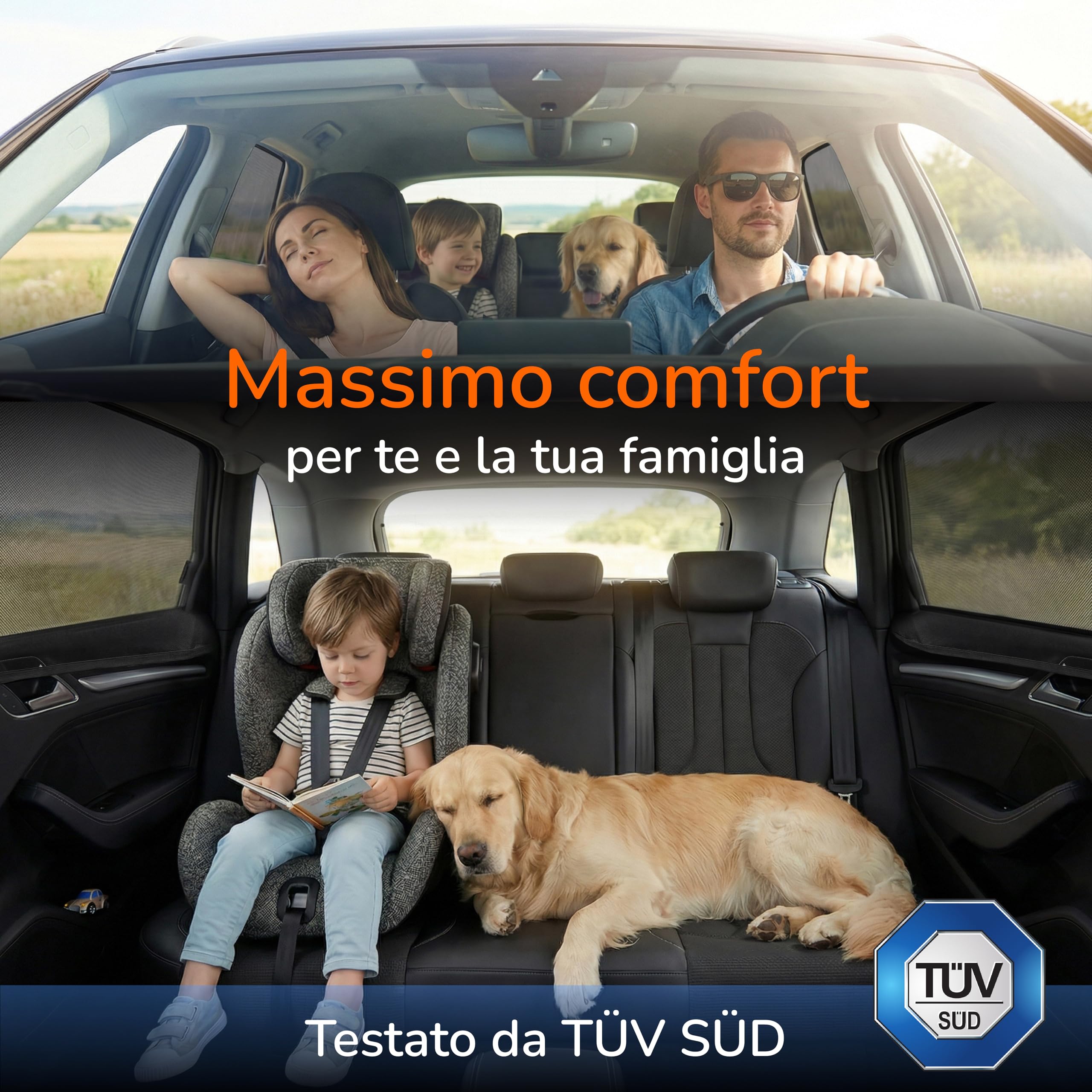 Parasole Auto per Bambini con Protezione UV Certificato TÜV UPF 15 Upgrade4cars