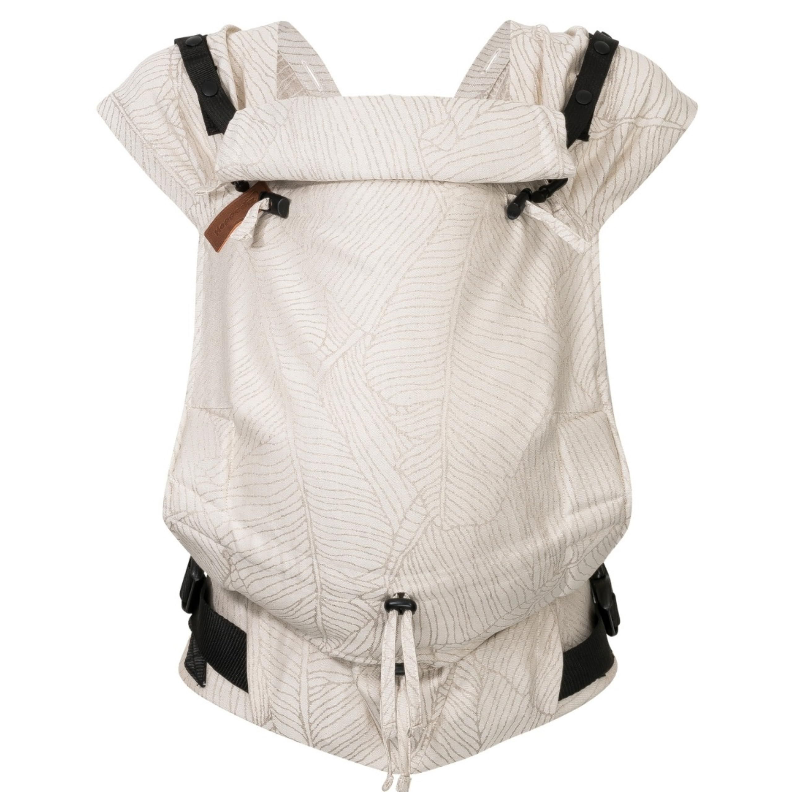 Hoppediz Porte-bébé Primeo Full-Buckle dès la naissance (2.5-15 kg), Porte-bébé ventral et dorsal, Taille Réglable, 100% coton bio, Design Grenada nature