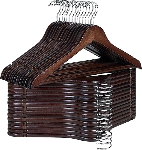 StorageWorks Percha de madera para abrigos, perchas de madera para ropa, paquete de 30 unidades, color nogal, perchas de madera natural para