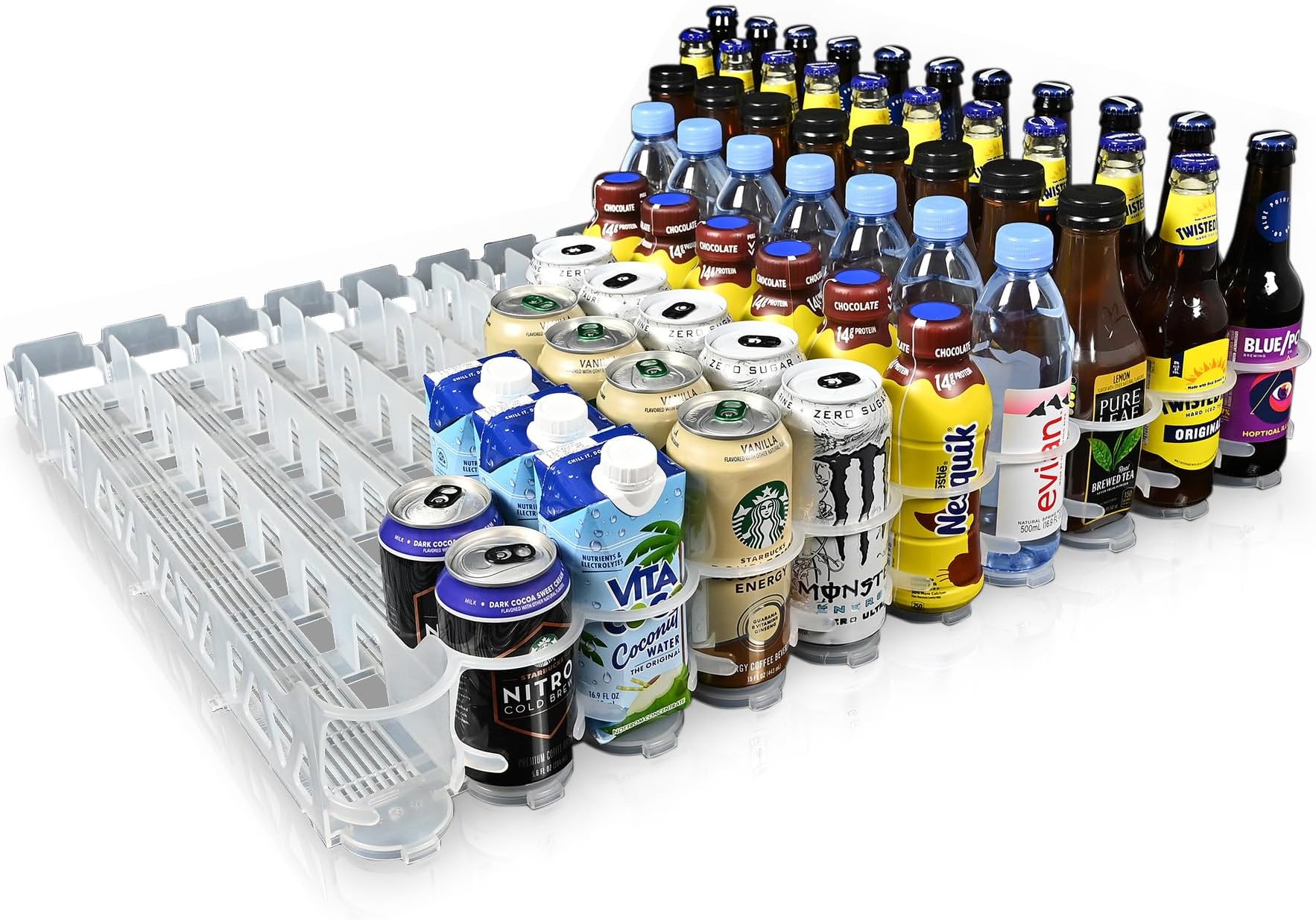 Display Technologies Visi-Slide Gravity Fed Organizer for 12/16oz high ring Beverages on flat and angled shelves in Cold Vaults & Coolers (Pack of 6)