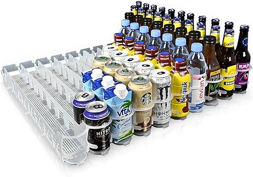 Display Technologies Visi-Slide - Organizador alimentado por gravedad para bebidas de anillo alto de 1216 oz en estantes planos y angulados en