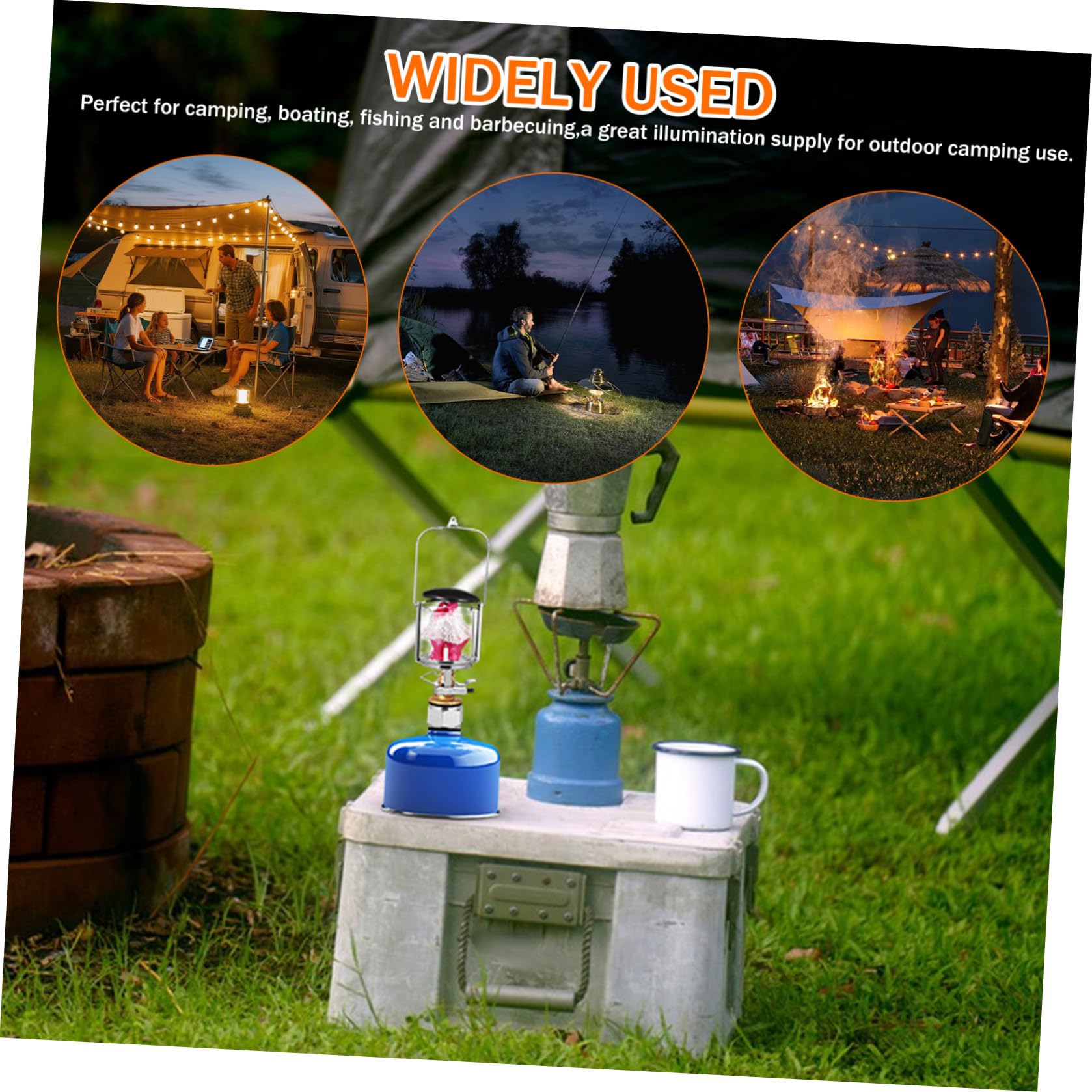 WOONEKY Lanterna a Gas da Campeggio Lampada da Campeggio Gas Rame Nylon e Plastica Acciaio Inossidabile Illuminazione