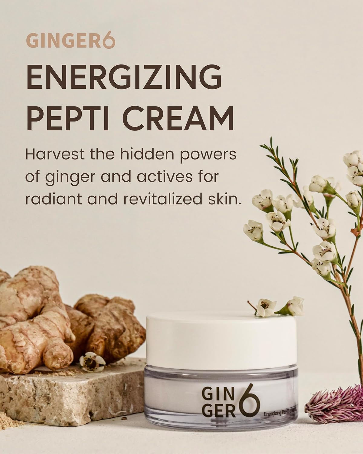 PEPTI Cream for Face - Hydrating and Firming Formula with 52% Ginger Water, Niacinamide, and Adenosine, Overnight Korean Skincare, 1.69 fl oz. - Image 2
