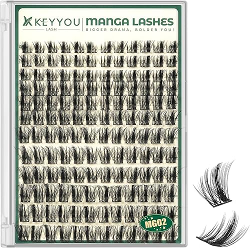 KEYYOU LASH Manga Lash Clusters 8-18mm Fairy Eyelash Clusters Natural DIY Lash Extension Wispy with Soft Thin Band(MG02)