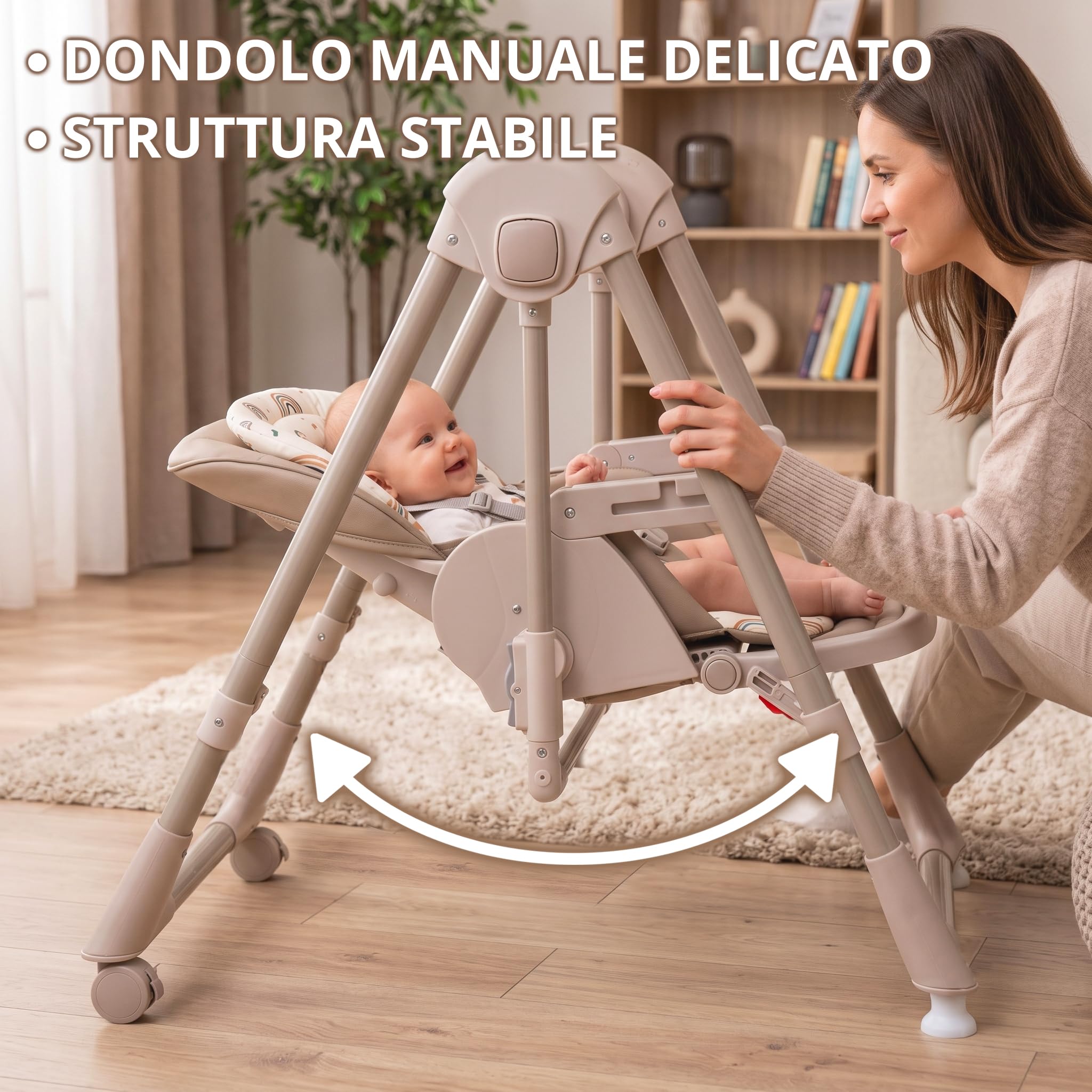 Twinly Movity Seggiolone e altalena multifunzione 2 in 1, Beige