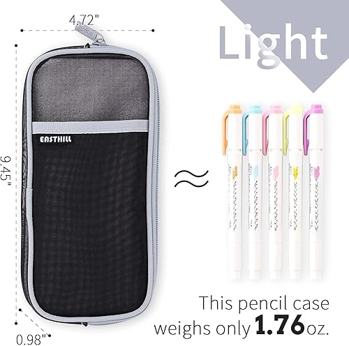 Vista 4 de EASTHILL Grid Mesh Pen Pencil Case with Zipper Clear Makeup Color Pouch Cosmetics Bag Multi-Purpose Travel School Teen Girls Transparent Stationary