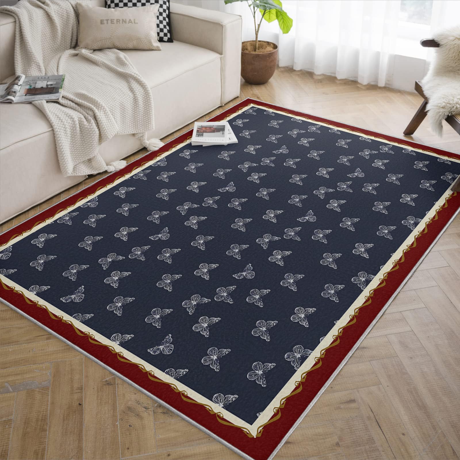 Tapis antidérapant et lavable bleu foncé pour éviter les glissades