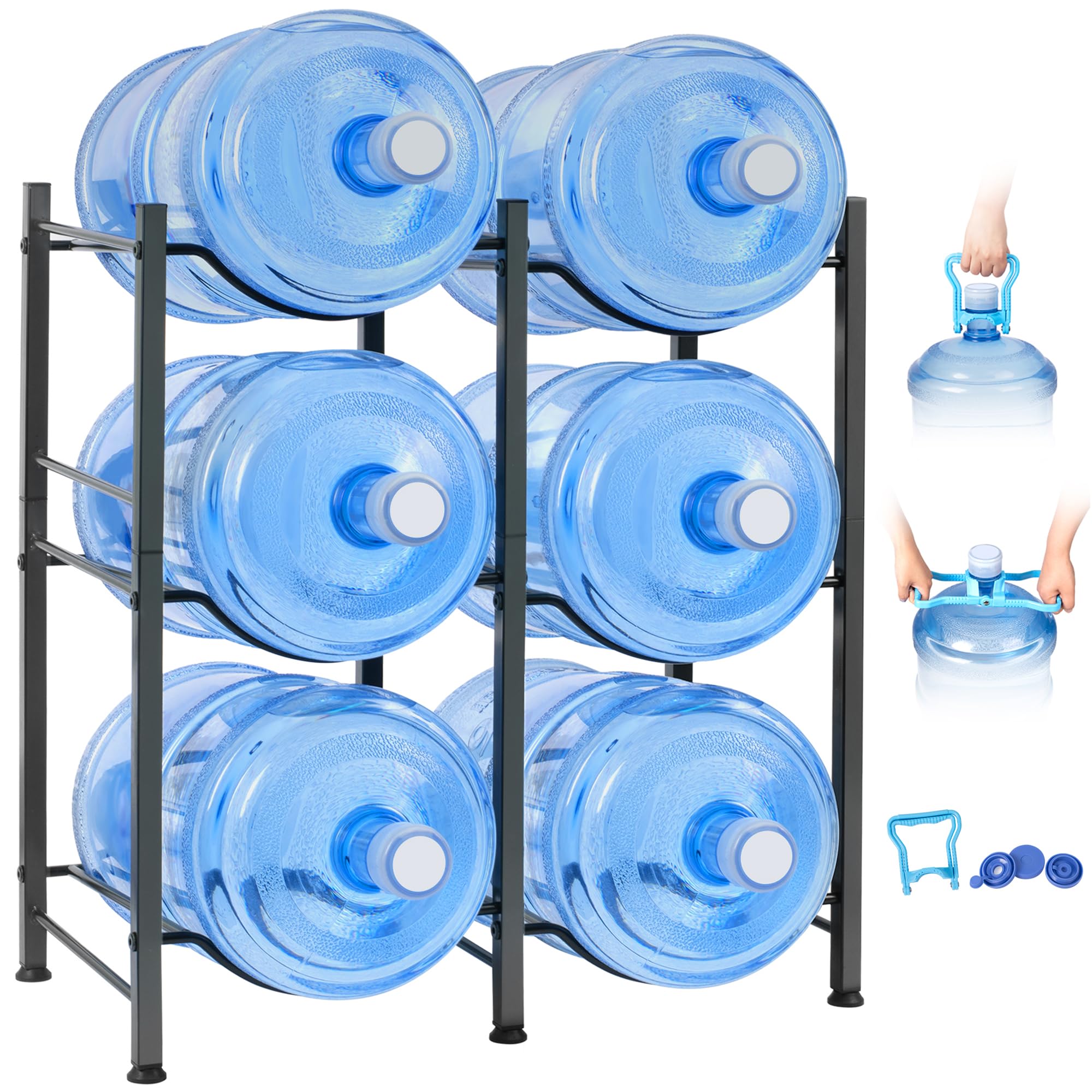 Water Bottle Holder Rack 3-Tier Water Cooler Jug Rack Heavy Duty 5 ...