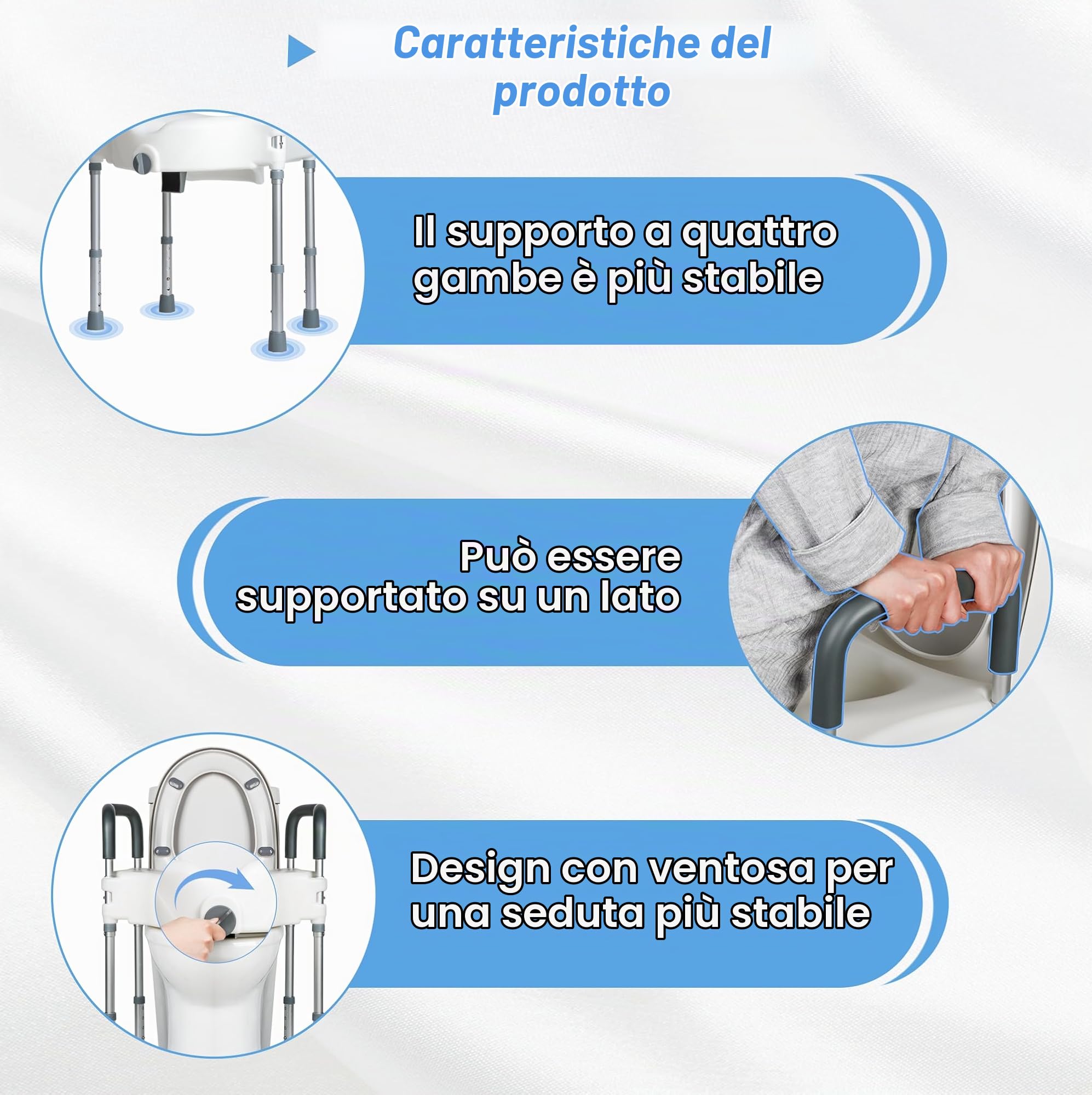 Rialzo WC per Anziani, Sedile Rialzato per wc con Maniglie Alzata per WC, Alza Water Anziani per Protesi Anca WC per Disabili, WC per Anziani, Rialzo per WC per Altezza Regolabili
