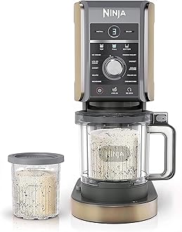 Ninja NC501 CREAMi Deluxe 11-in-1 Ice Cream & Frozen Treat Maker with 2 XL Family Size Pint Containers, Rose Gold (Renewed)