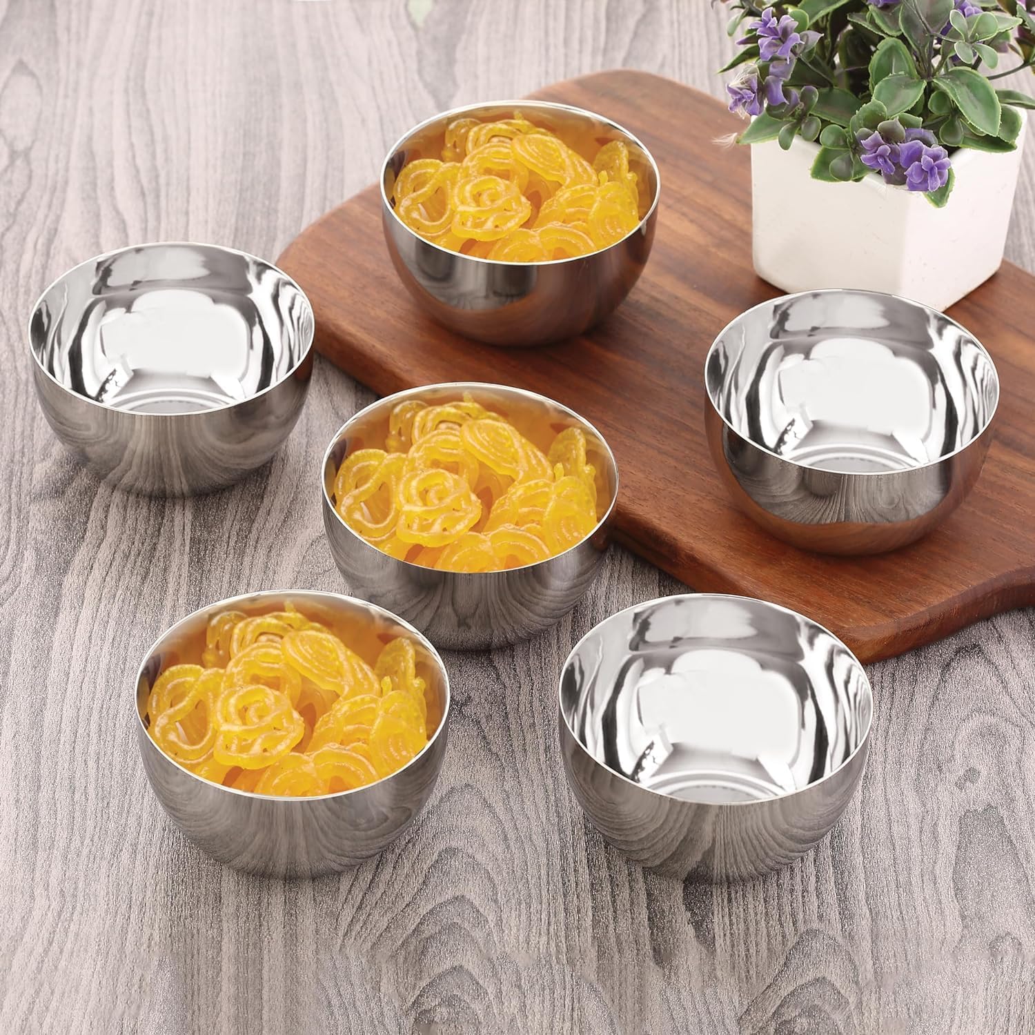 Kanshita's Rasoiware Stainless Steel Heavy Gauge Small Katori/Chatni Bowl- 60 ML (8 PCS) 2