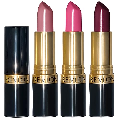 REVLON - Lápiz labial súper brillante juego de regalo de 3 piezas de labios hidratantes de alto impacto acabado crema en ciruela rosa y baya paquete REVLON - Lápiz labial súper brillante juego de regalo de 3 piezas de labios hidratantes de alto impacto acabado crema en ciruela rosa y baya paquete
