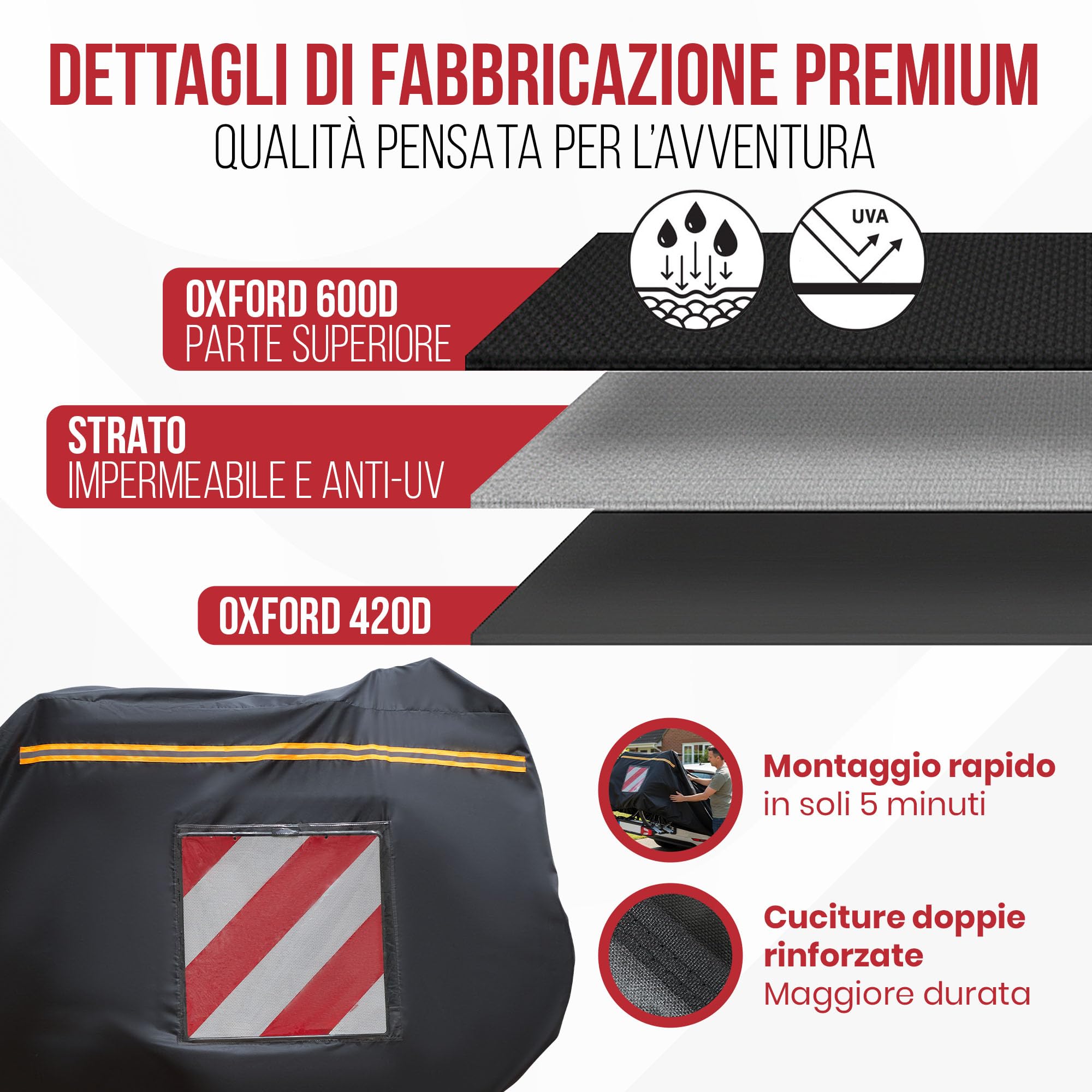 Telo Copri Bici per Camper Oxford 420D Ultra Resistente - Telo Copribici Per Camper 3 Bici - Ideale per Coprire la Bici in Camper e per Uso Esterno