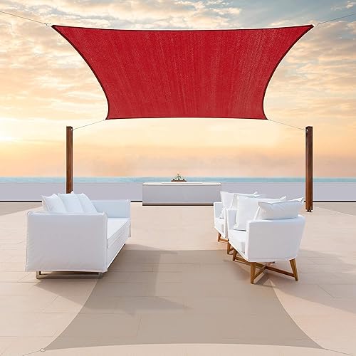 ColourTree - Toldo de tela de malla con bloque UV cuadrado y rectángulo TAPS12, estándar comercial, resistente, 6.70 ozm, Rojo