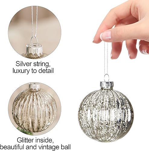 Miniatura 98 de DN DECONATION Deep Red Glass Christmas Ornaments, Set of 9, 3.15' Hanging Christmas Baubles for Xmas Tree Decoration, Wedding Party Gift