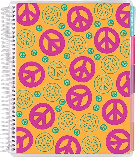 Planificador de plástico con espiral de 7 x 9 pulgadas, con diseño de espiral, sin fecha, calendarios, registros de lectura, calcomanías,