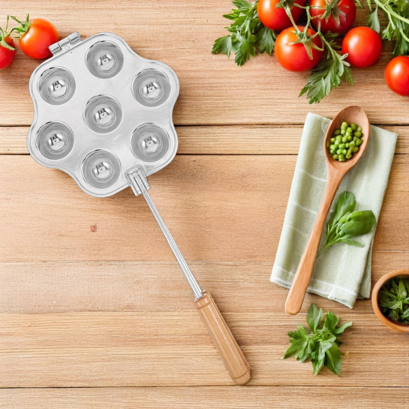 TOYANDONA Molde para Tartaletas Mini de Cavidades con Mango de Madera Moldes de Acero al Carbono para Tartas Muffins y Postres Reutilizable y Resistente al Calor