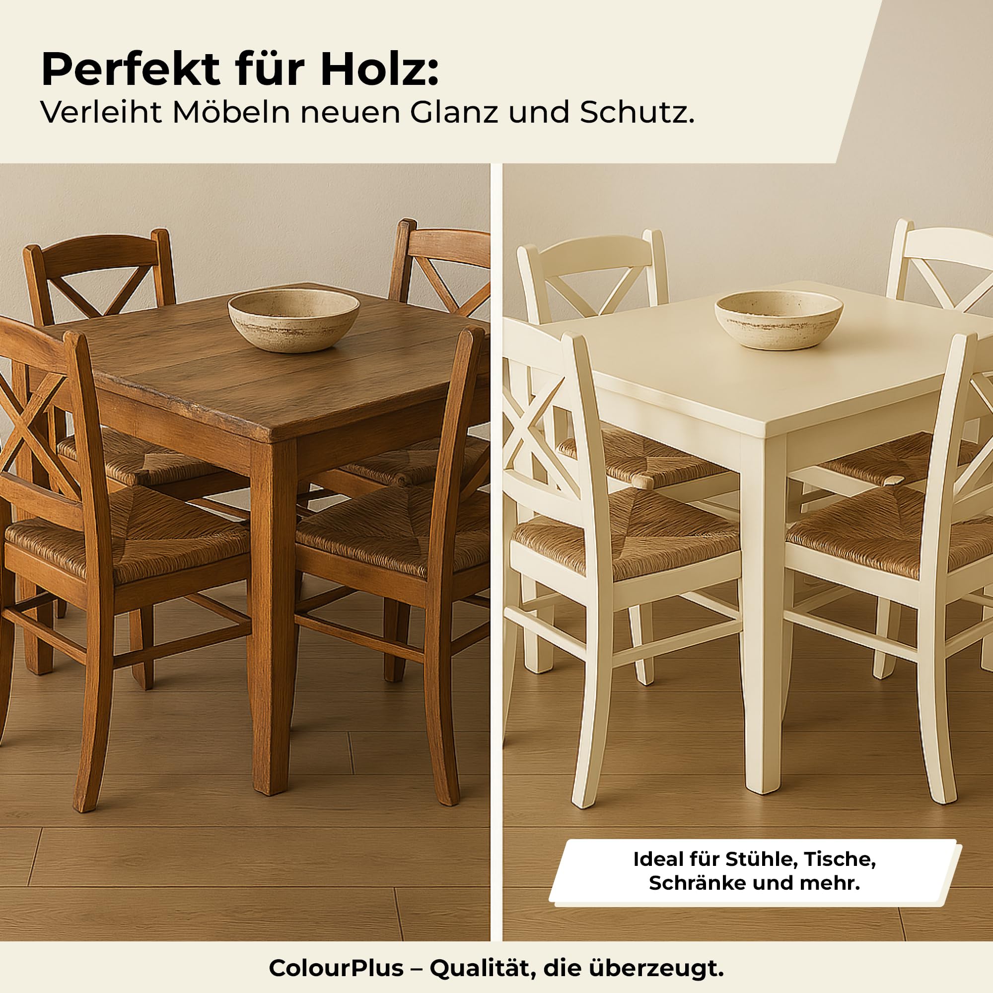 colourPlus 2in1 Buntlack Seidenmatt (2,25L Reinweiß/Weiß RAL 9010) – Wetterfeste Holzfarbe Holzlack Küchenmöbellack. Schnelltrocknend, Für Innen Außen
