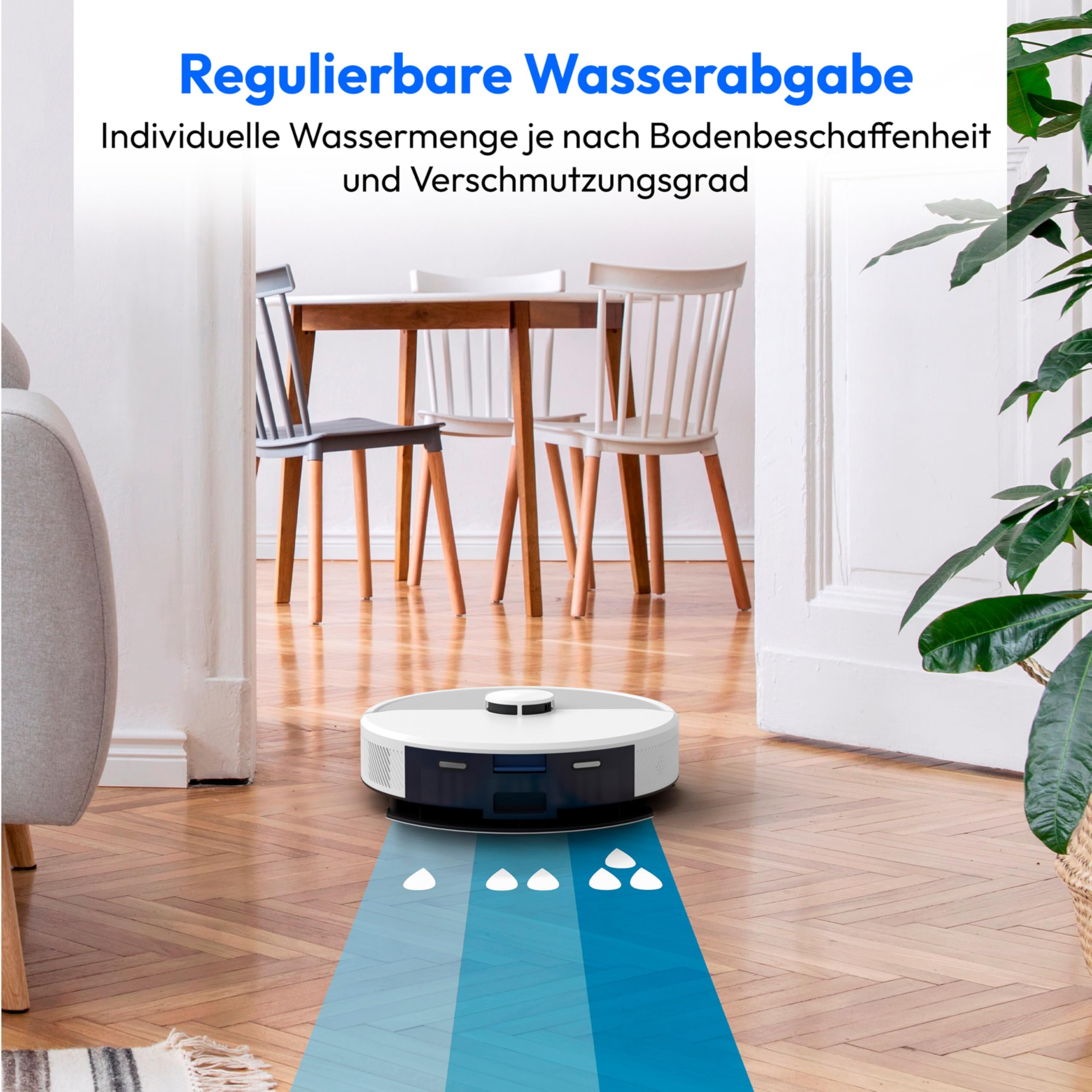 MEDION Saugroboter mit Absaugstation und Wischfunktion X23 SW+ (Lasernavigation, Starke 5000Pa Saugkraft, 2in1 Roboterstaubsauger, präzise Kartenerstellung, Go & No Go Bereiche, mehrere Etagen) weiß