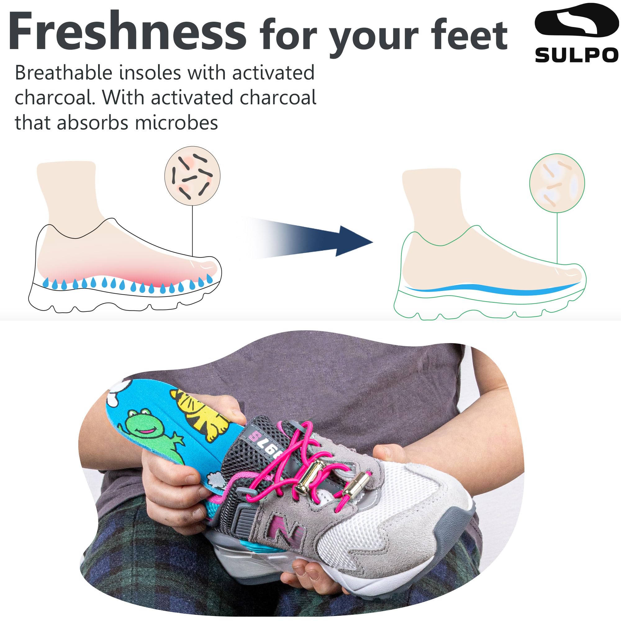 SULPO Paar Inlegzolen Voor Kinderen Met Latex Onderkant En