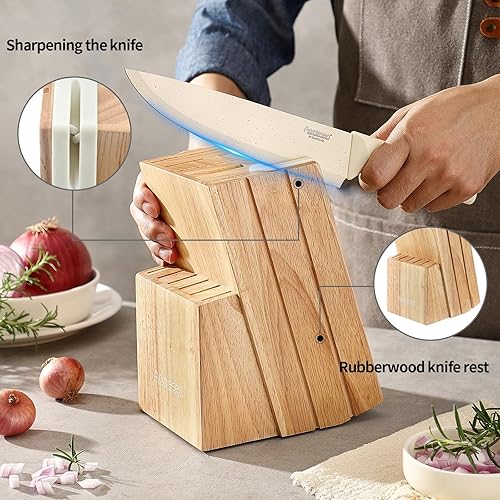 Miniatura 2 de Juego de cuchillos de acero inoxidable, juegos de bloques de cuchillos con afilador integrado, juego de bloques de 15 piezas con bloque y asas