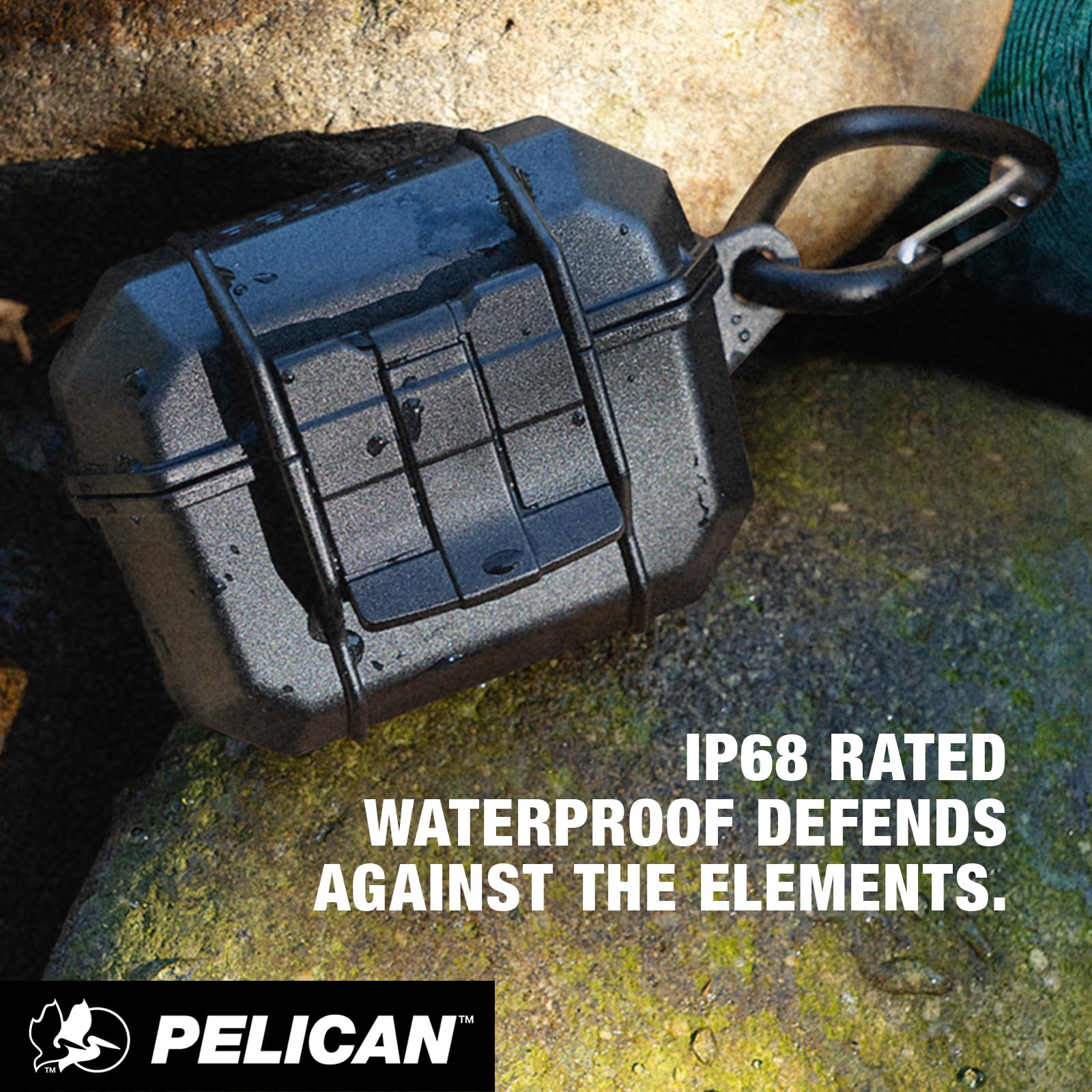 Pelican Marine Series - Custodia per AirPods Pro 3 con moschettone [compatibile con ricarica wireless] [protezione di grado MIL], custodia impermeabile IP68 resistente per AirPods Pro 3, colore nero