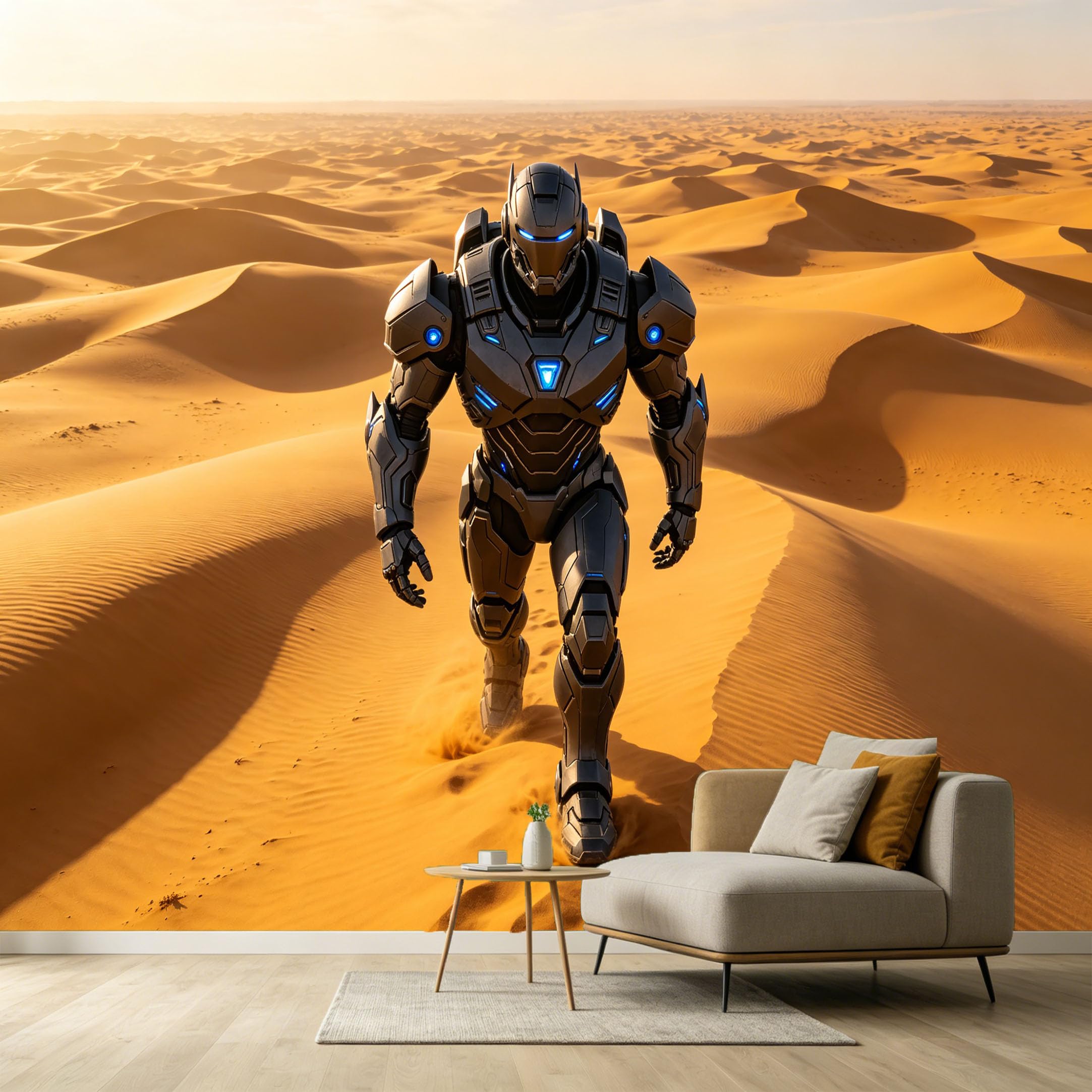 Custom Size Wall Murals Futuristic Mecha Desert Landscape 3D Modern SelfAdhesive Wall Fabric Removable Large Wallpaper for Photo Living Room
