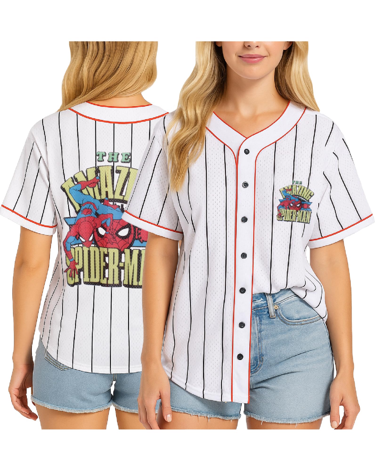 Marvel Spider-Man T-shirts graphiques pour femme – T-shirt court pour bébé, débardeur et chemise graphique rétro à col rond pleine longueur pour femme