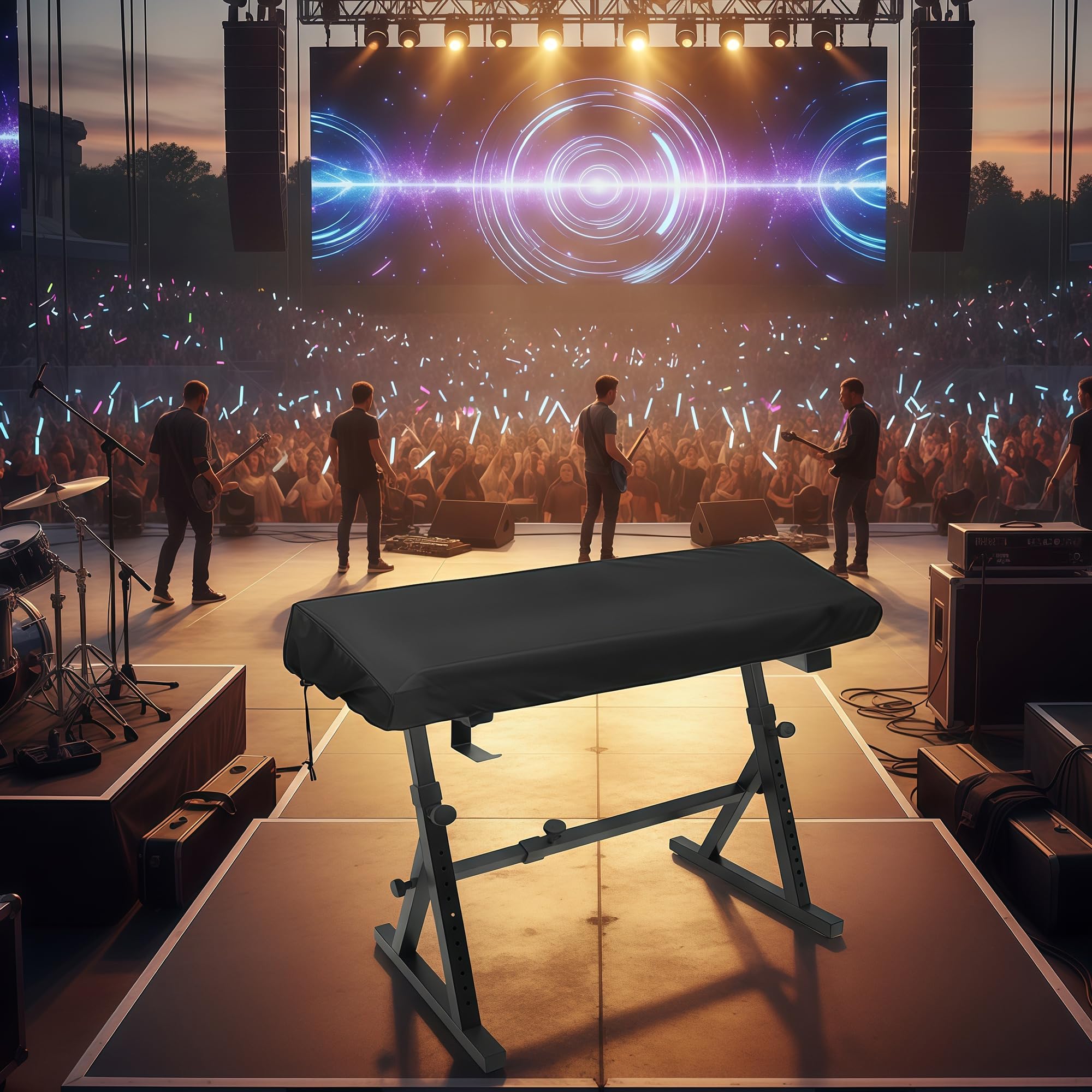 Musiin Copertura per tastiera per pianoforte a 76 tasti, compatibile con MODX M7 KORG Pa5X 76, KRONOS 73, Roland FA-07 e altri, impermeabile, con coulisse regolabile e borsa per riporre la protezione