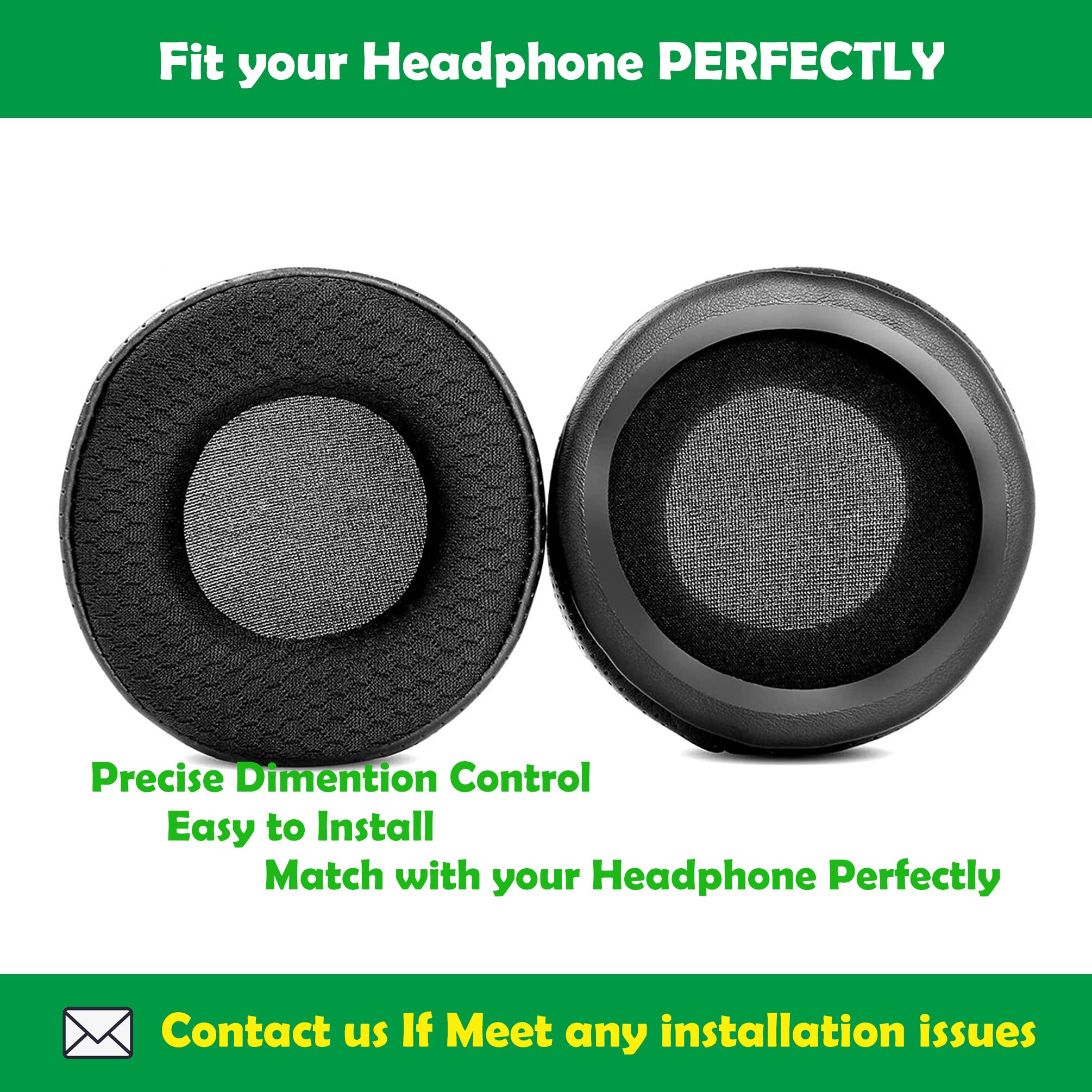 ACCOUTA Breathable Replacement Earpads for Sony MDR-V1/2/3/4/5 Headphones, Black, Fabric/Protein Leather with Memory Foam 2