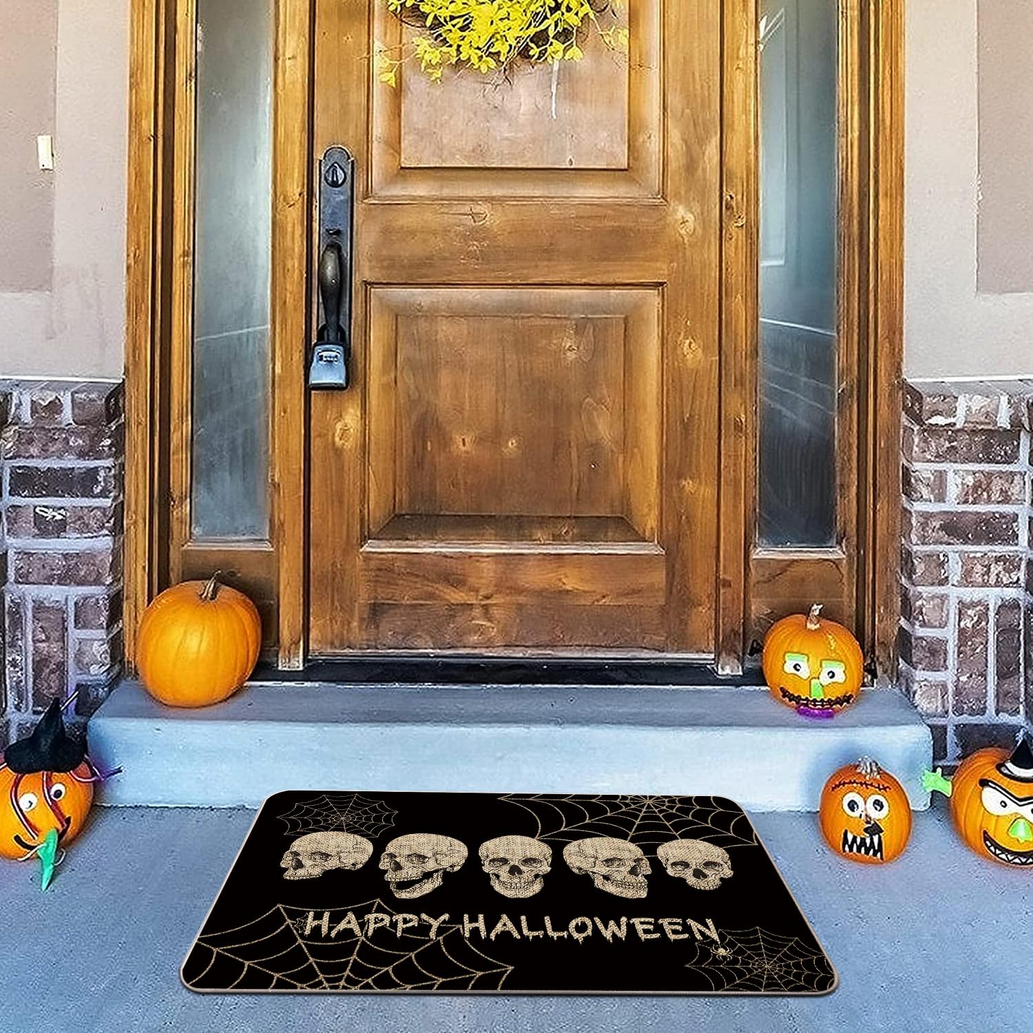 Halloween-Küchenteppich-Set – Zombie/Skelett-Design, 50x120 Cm & 50x70 Cm, Rutschfest, Gepolstert