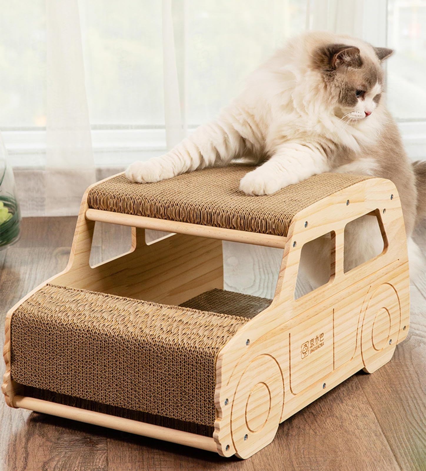 NIBHZ Rascador de Cartón para Gatos, Poste de Rascador para Gatos, Almohadillas de Tablero Duraderas Que Evitan Daños en Los Muebles,Wooden Car Cat Scratching Board