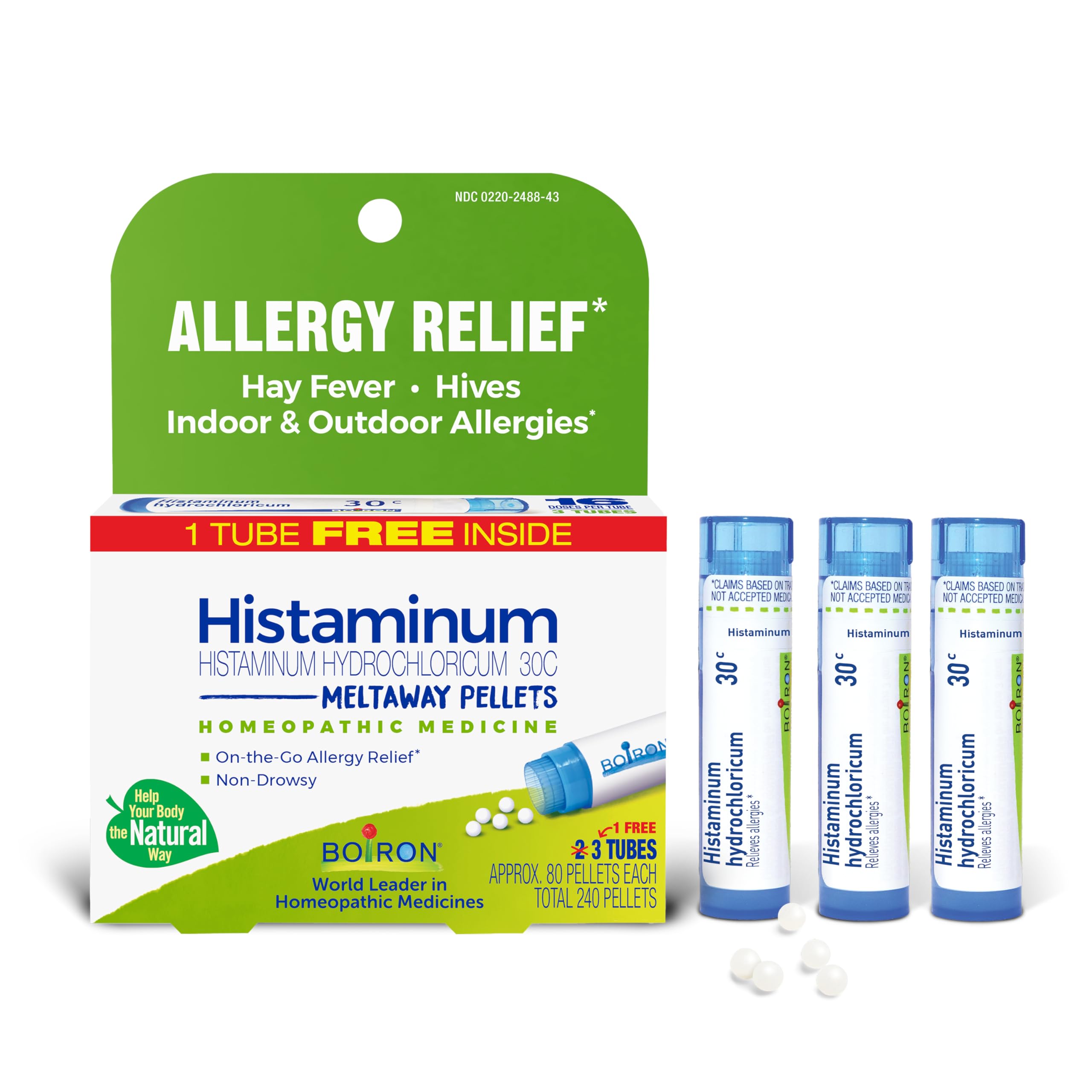 Boiron Histaminum Hydrochloricum 30C Homeopathic Medicine for Indoor or Outdoor Allergy Relief, Hay Fever, and Hives - 3 Count (240 Pellets)