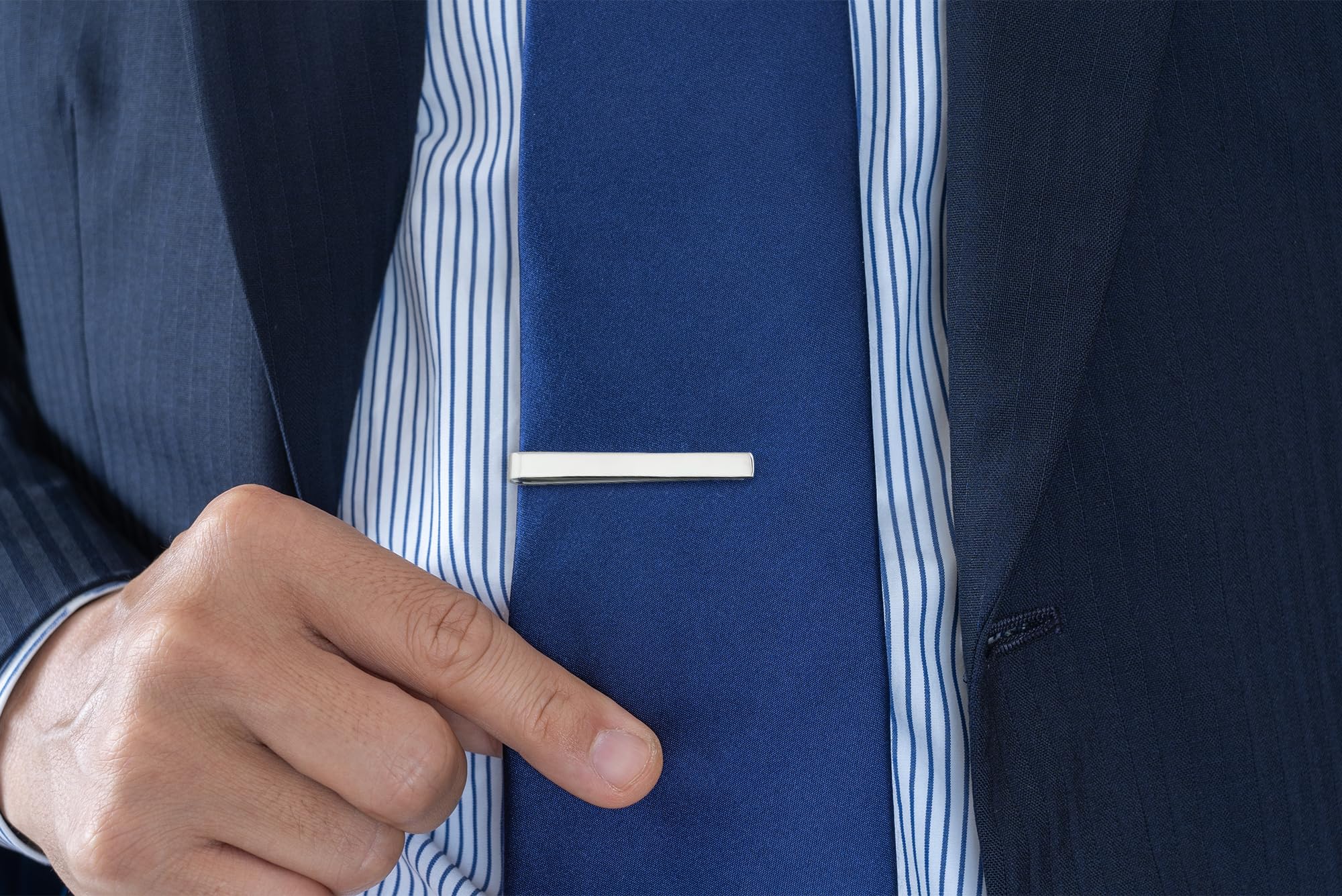 Clip de corbata de 6,5 mm x 57 mm, plata de ley, Metal