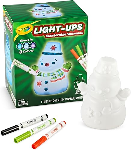 Crayola Light-Ups - Snowman, Light Up Snowman Toy, Christmas Gift for Grandkids & Kids, Reusable Coloring Craft Toy, Decoration for Indoors, Stocking Stuffers