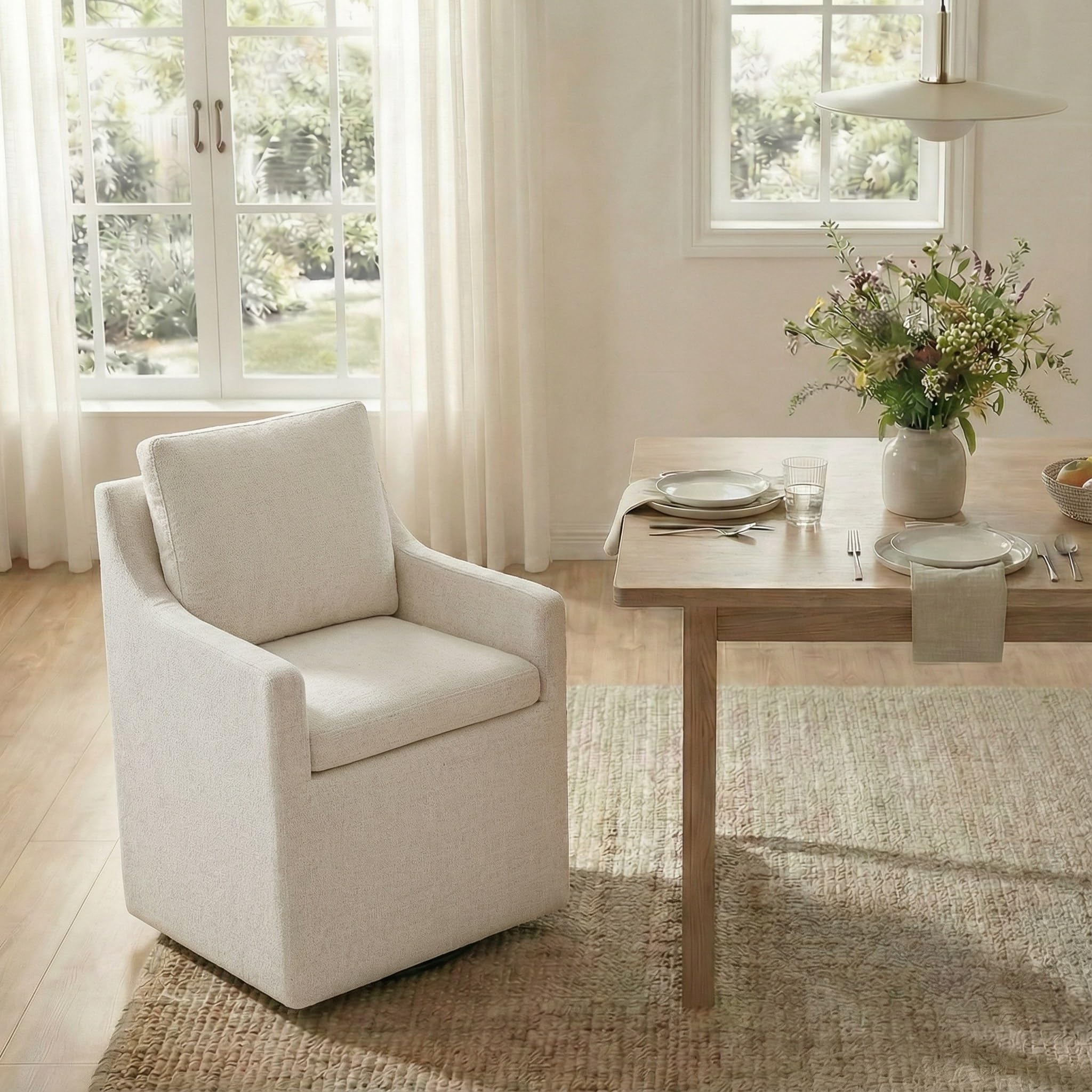 KISLOT Upholstered Dining Chairs Set of 1, Modern Dining Room Chairs with Casters & Washable Cover, Rolling Accent Chair with Hidden Storage for Kitchen, Farmhouse, Living Room, GRAY. 1 Box