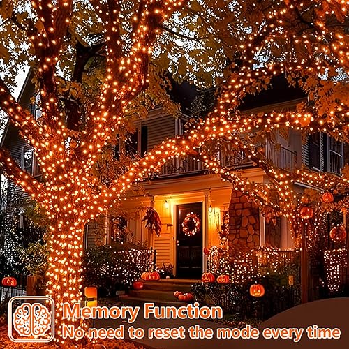 Miniatura 8 de YEGUO Paquete de 4 luces solares naranjas impermeables para exteriores, cada 33 pies, 100 luces LED solares, 8 modos de luces solares