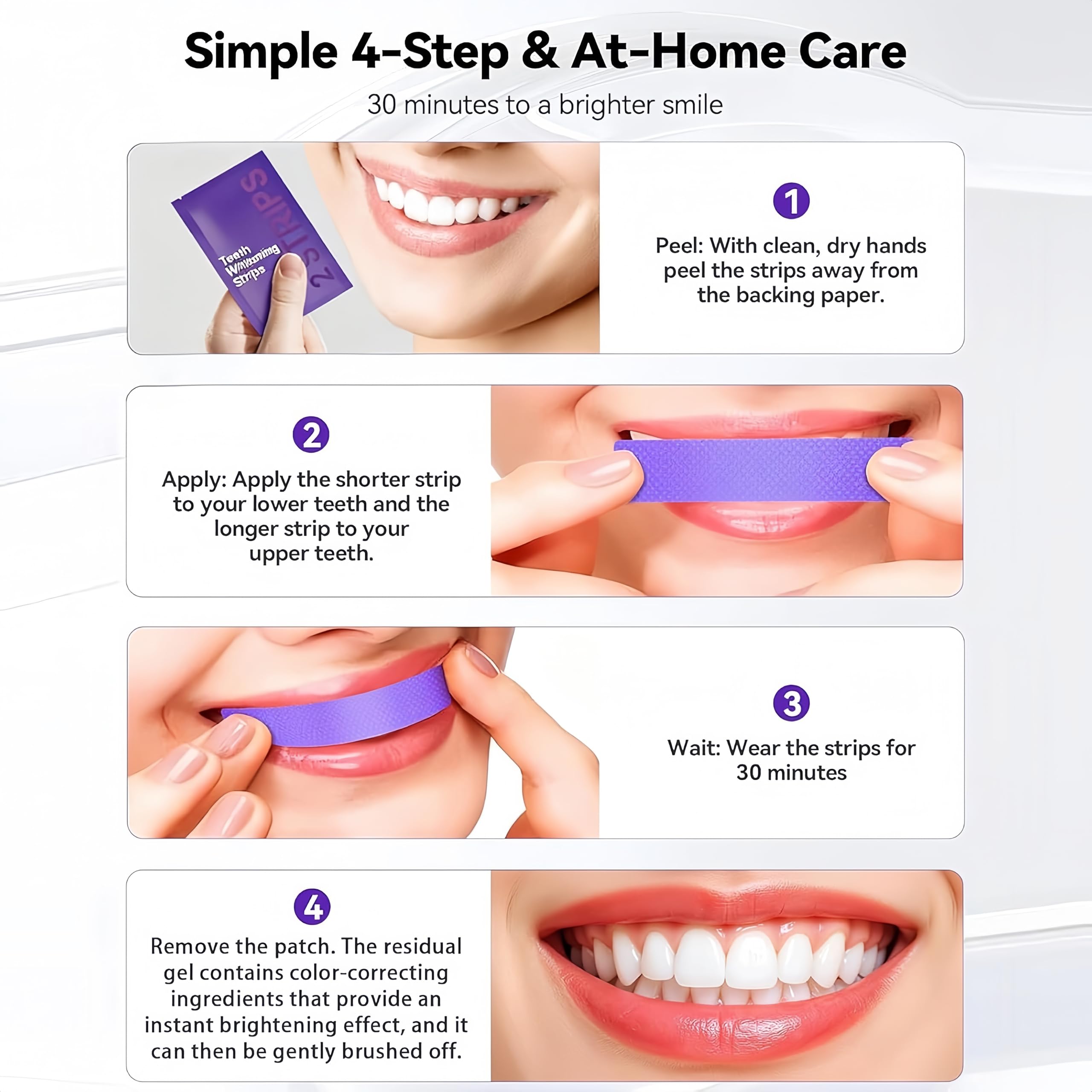 Purple Teeth Whitening Strips, Effectively Removes Surface Stains & Natural Shine28PCS（2 pieces） — view 4