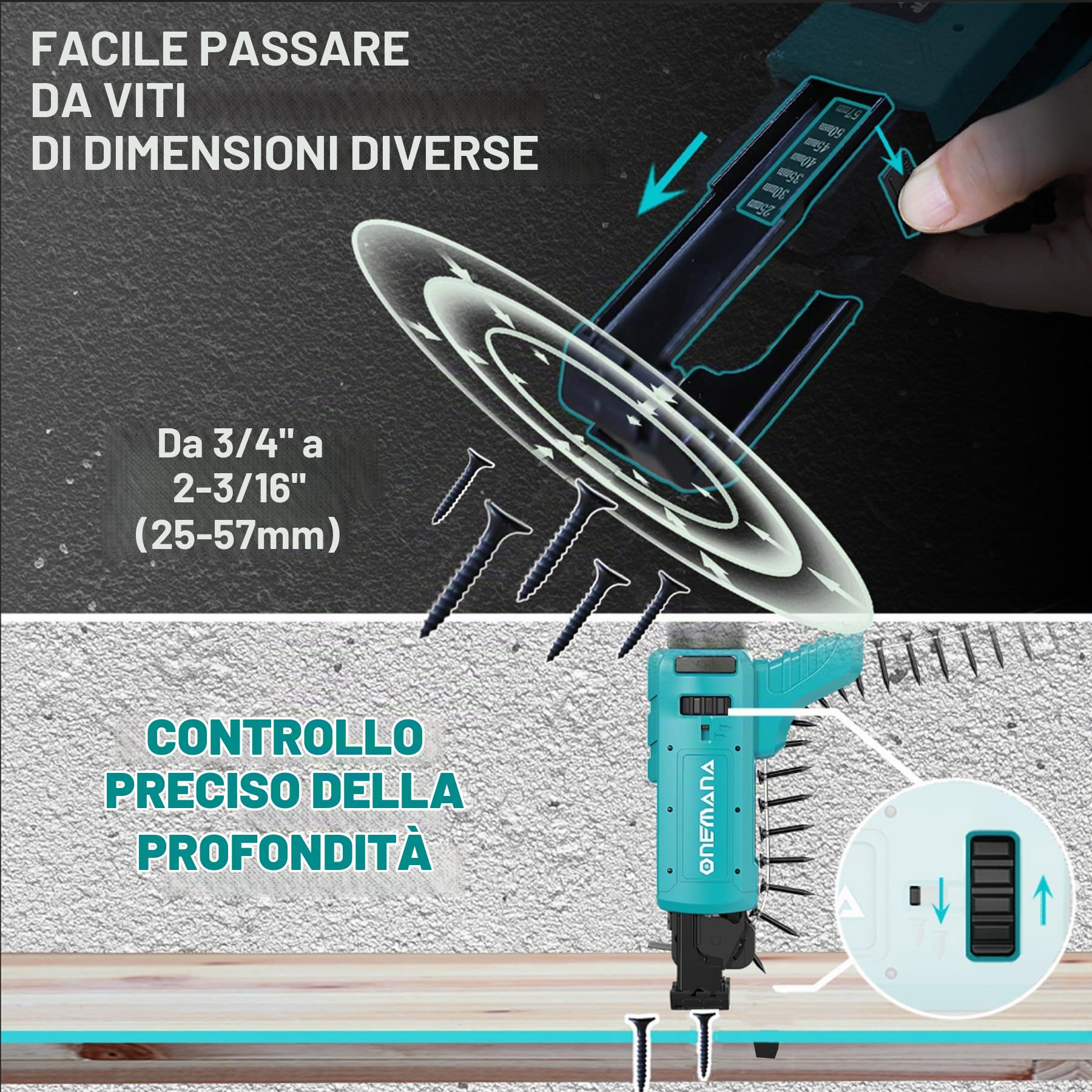 18V Avvitatore elettrico per cartongesso 1/4'' com meccanismo di caricamento (senza Batteria)