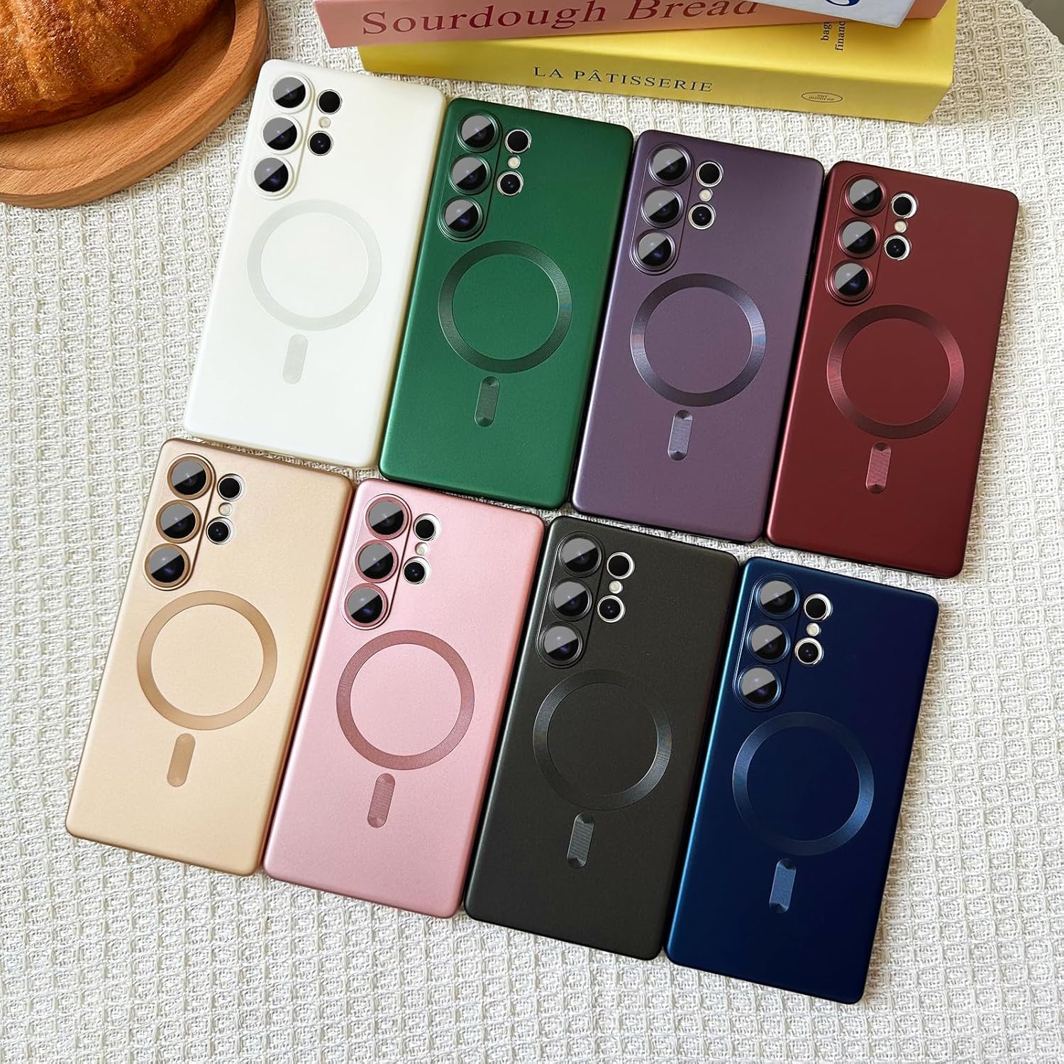 Magnetic for Samsung Galaxy S25 Ultra Phone Case for Women/Men, Matte Luxury Soft Metallic Luster Design with Camera Lens Protector, Shockproof Anti-Scratch Phone Case 6.8"-White - Image 5