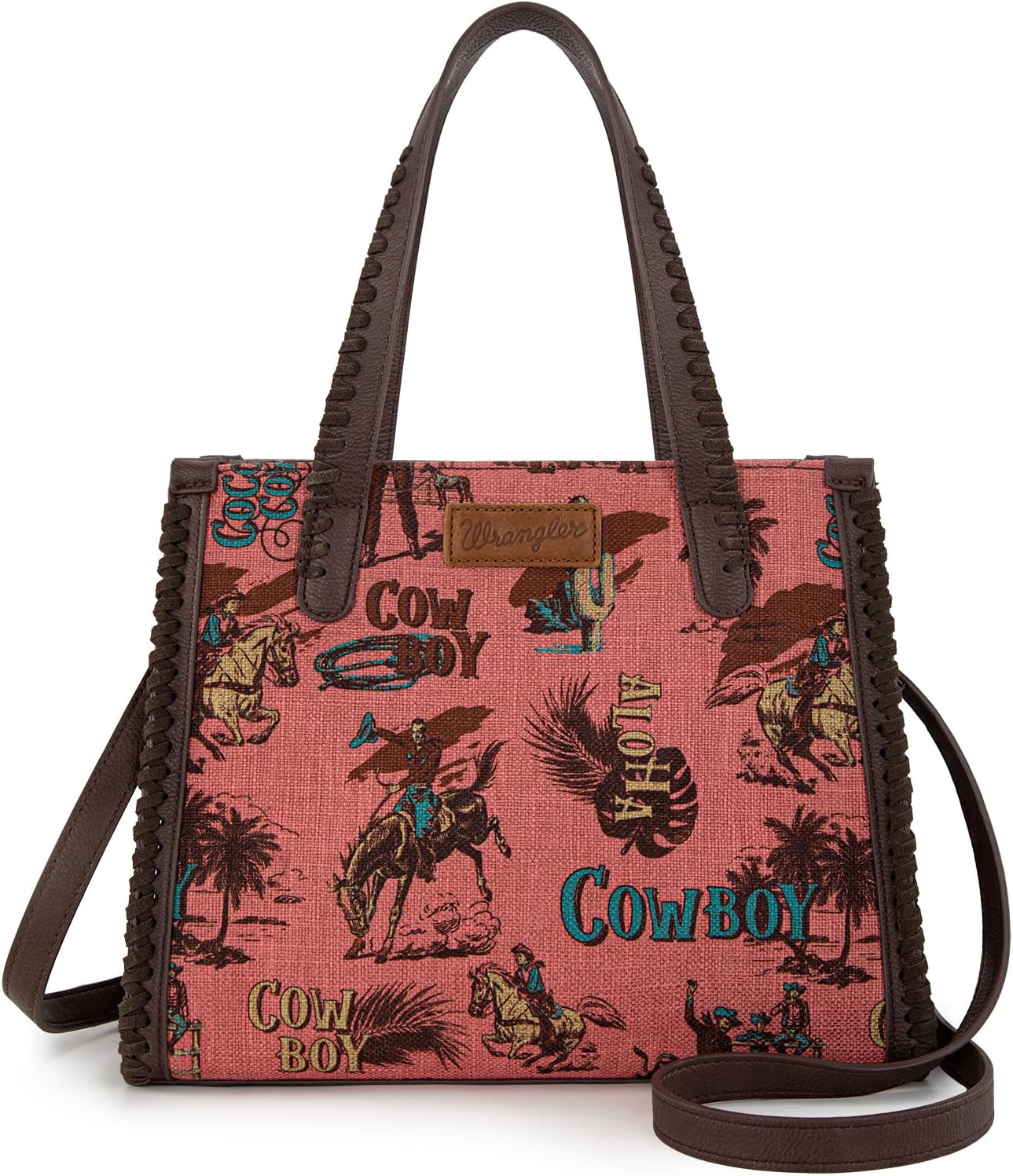 Wrangler Tote Bag Western Handbags Cowboy Print With Crossbody Strap