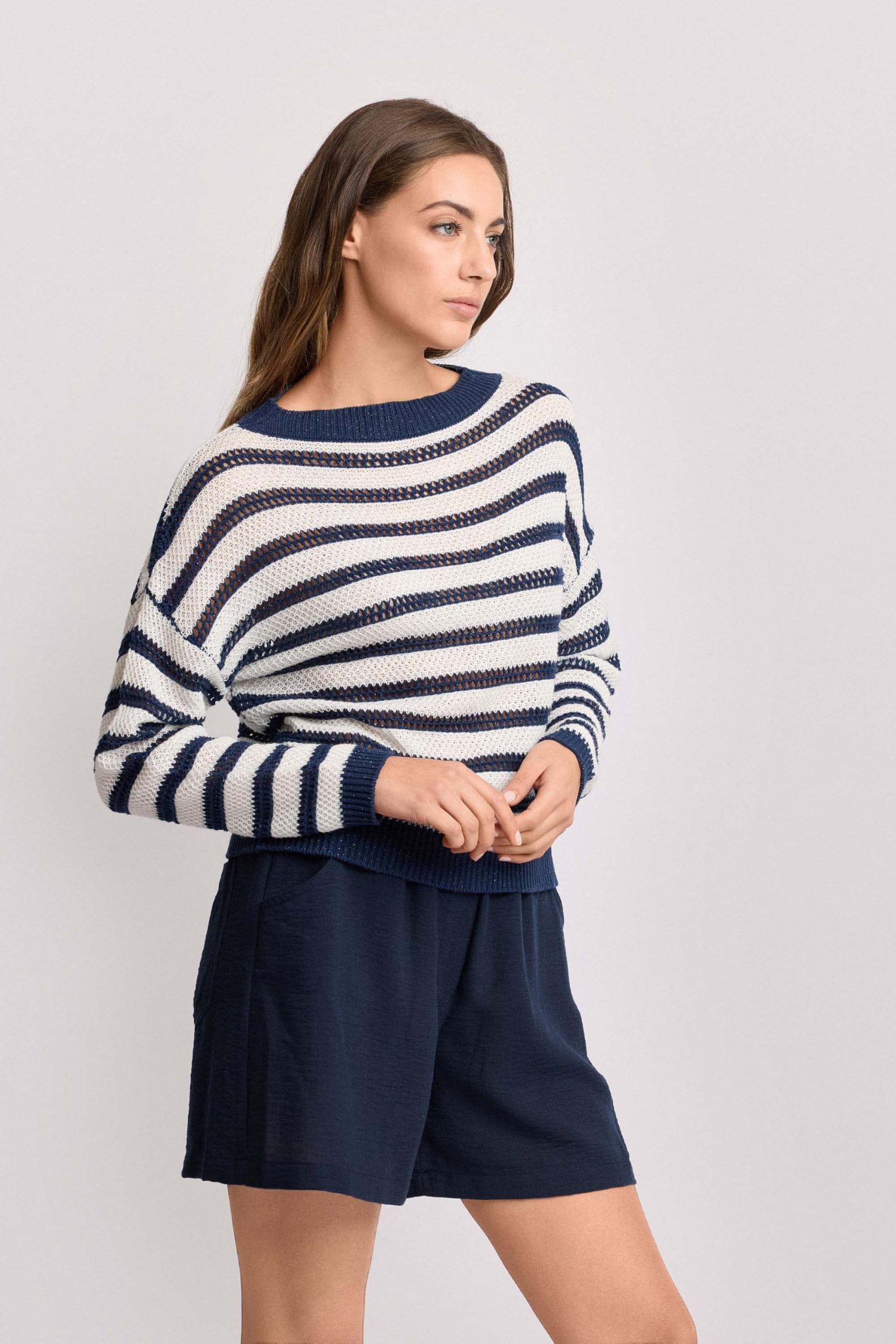 Kocca - Maglia a Maniche Lunghe a Righe Donna, Righe, Girocollo, Modello: P26PMA8335ABRI0000