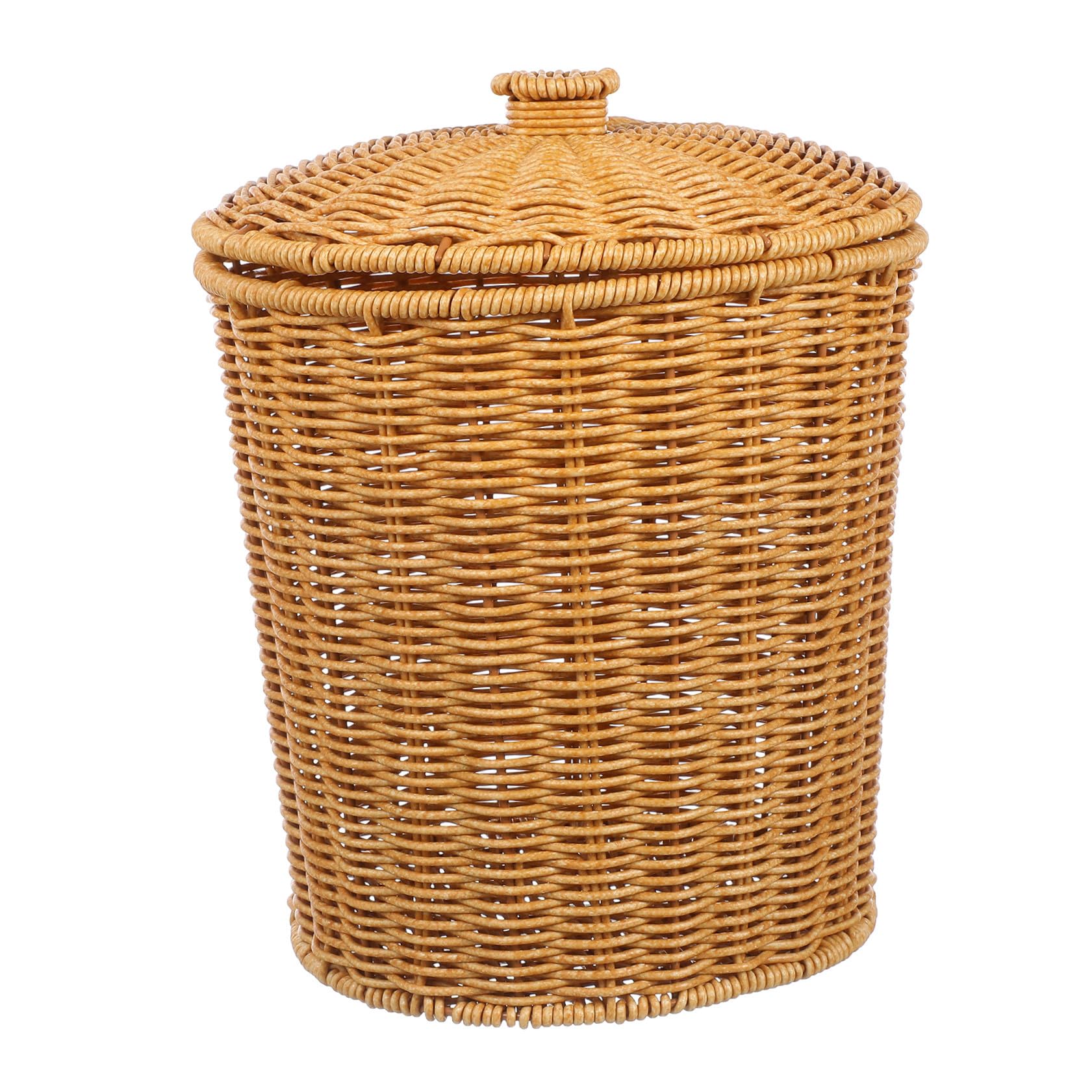 Panier à linge tressé au couvercle discret pour harmoniser le décor du salon moderne