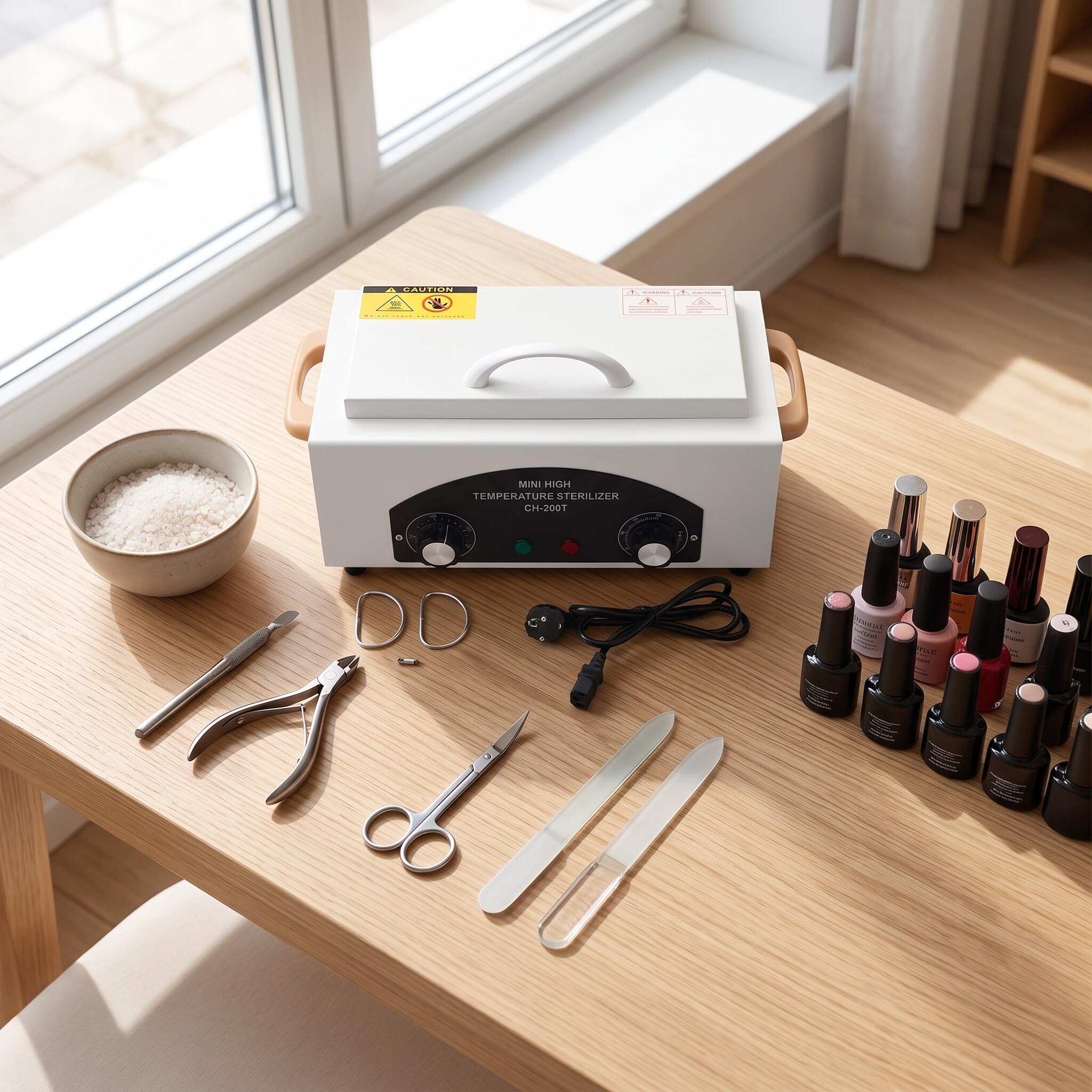 Esterilizador Manicura de Aire Caliente para Manicura y Pedicura, Autoclave Esterilizador Profesional 300W, Temperatura 220℃, con Temporizador