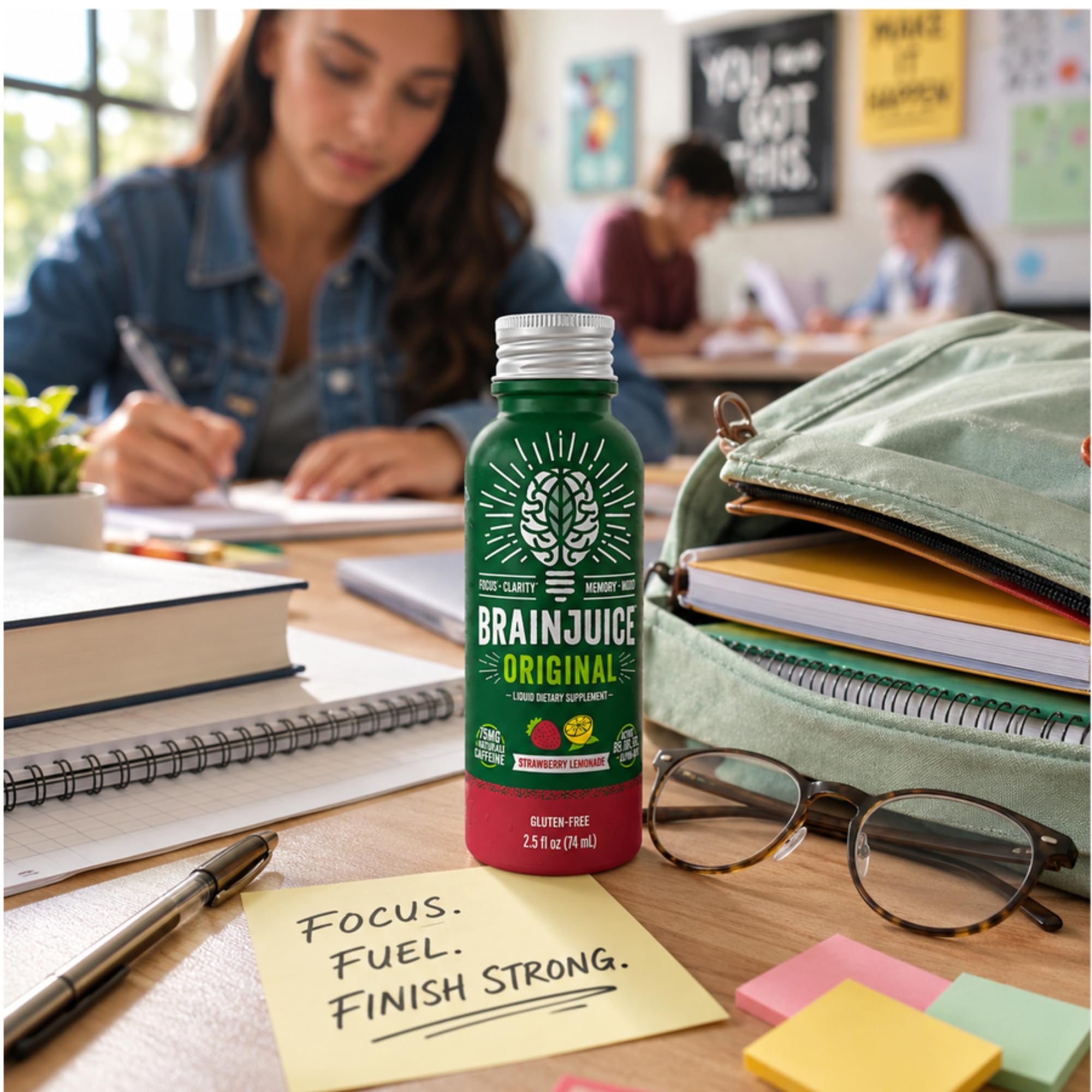 BrainJuice Strawberry Lemonade Nootropic Supplement Shot, 2.5 fl oz, 12 Pack — Amazon image 2