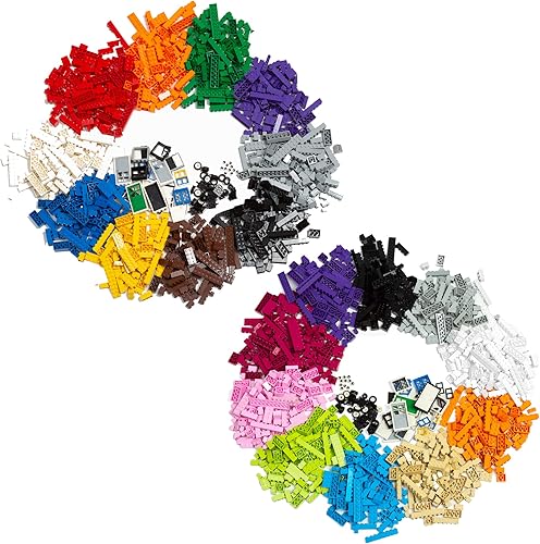 Play Platoon Kit de ladrillos de construcción de 1100 piezas con ruedas, neumáticos, ejes, ventanas y puertas, colores clásicos y pastel