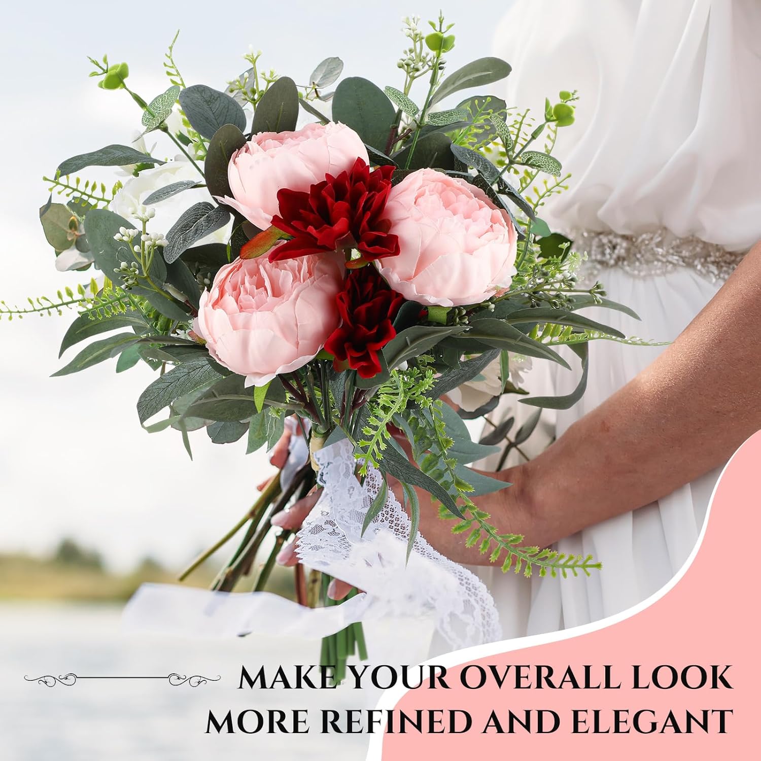 Zeyune 50 Pcs Wedding Artificial Peonies 4 Inch Fake Silk Peony Faux Peonies Artificial Valentine Flowers Bulk Rose Flowers Heads for Valentine Decoration Vintage Wedding Home Office(Pink) - Image 5